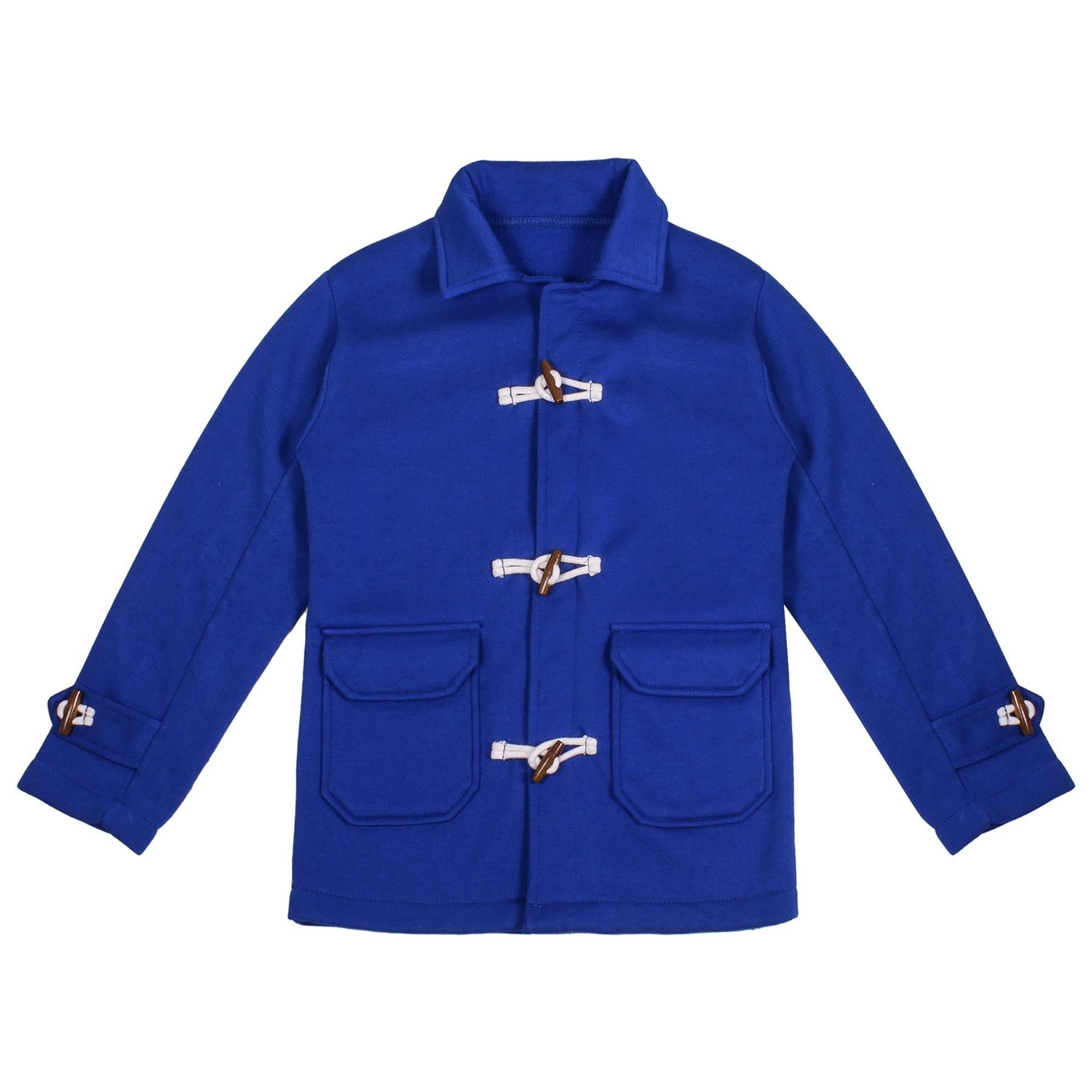 Kids Girls Boys Plain Royal Duffle Coat Fleece Long Sleeves Jacket Age 7-13 Years