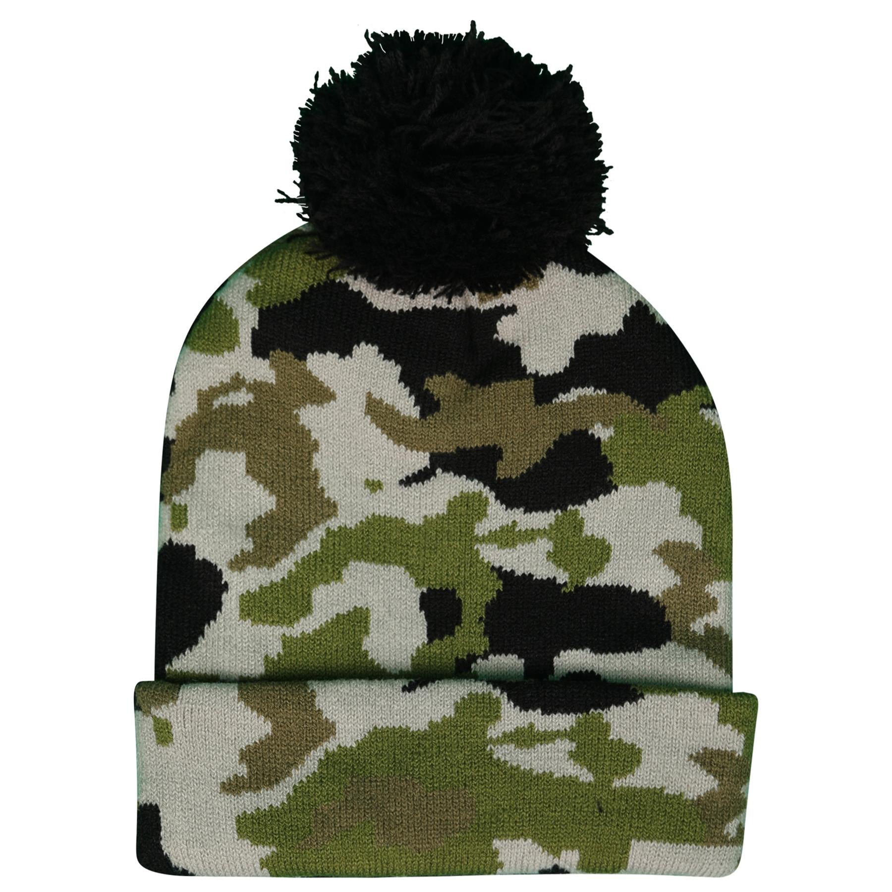 Kids Boys Camouflage Hat Knitted Bobble Baenie Pom Pom Soft Warm Cosy Winter Hat