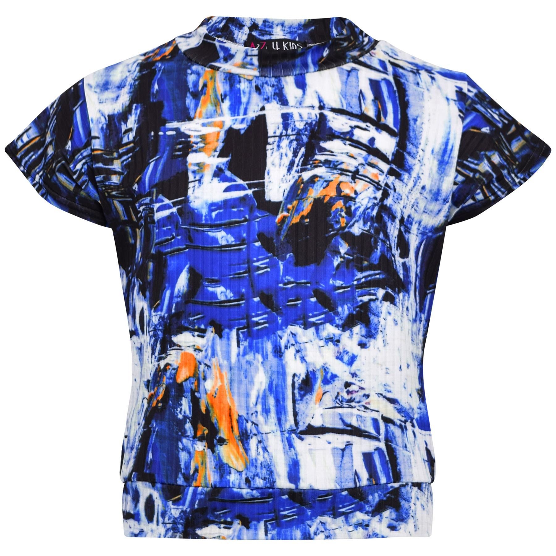 Girls Top Kids Short Sleeves Crop Top Tie Dye Print T Shirt Top & Shorts Set