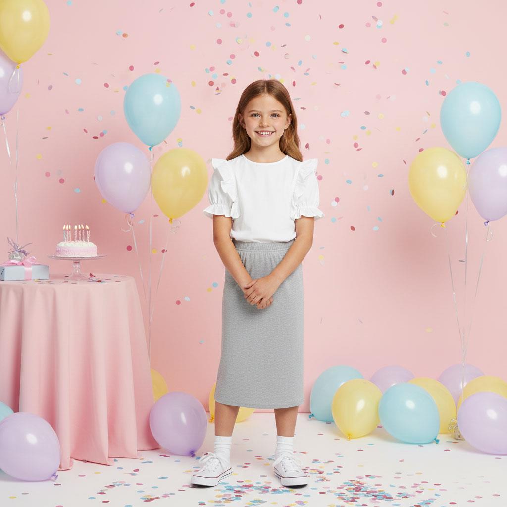 Girls Maxi Skirt Soft Stretch Viscose Skirt Comfy School Wear For Age 5-13 Year