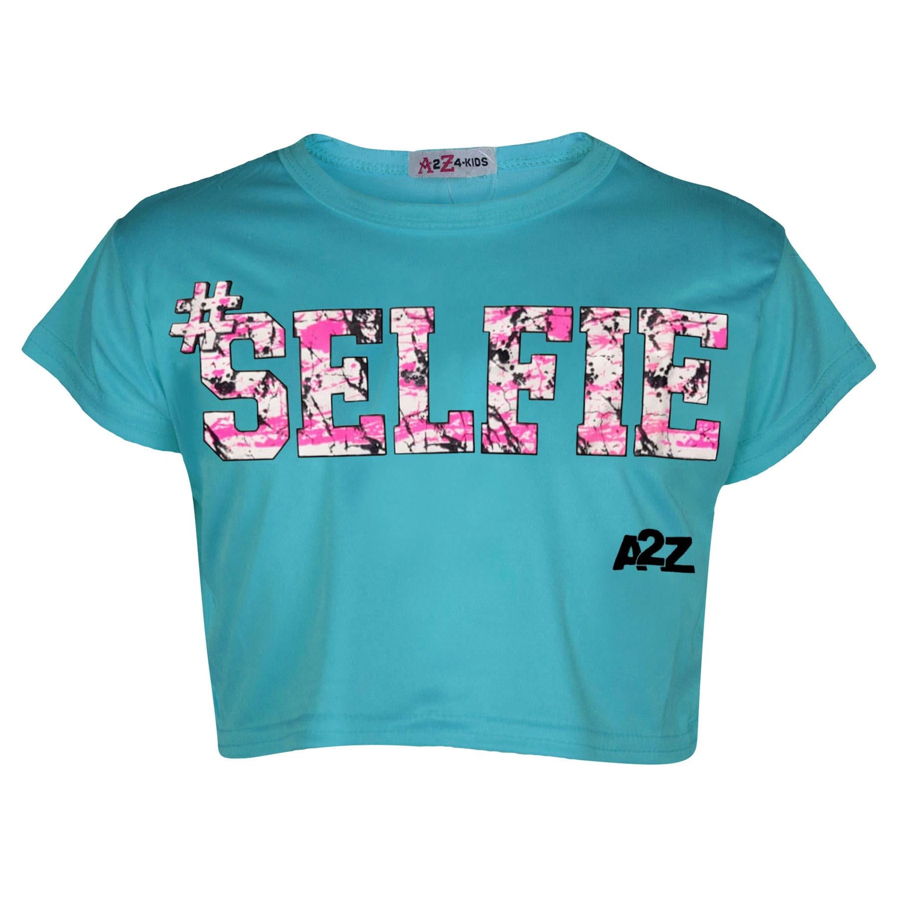 Kids Girls Crop Top #Selfie Trendy Floss Fashion Stylish Belly Shirt Tops Tees