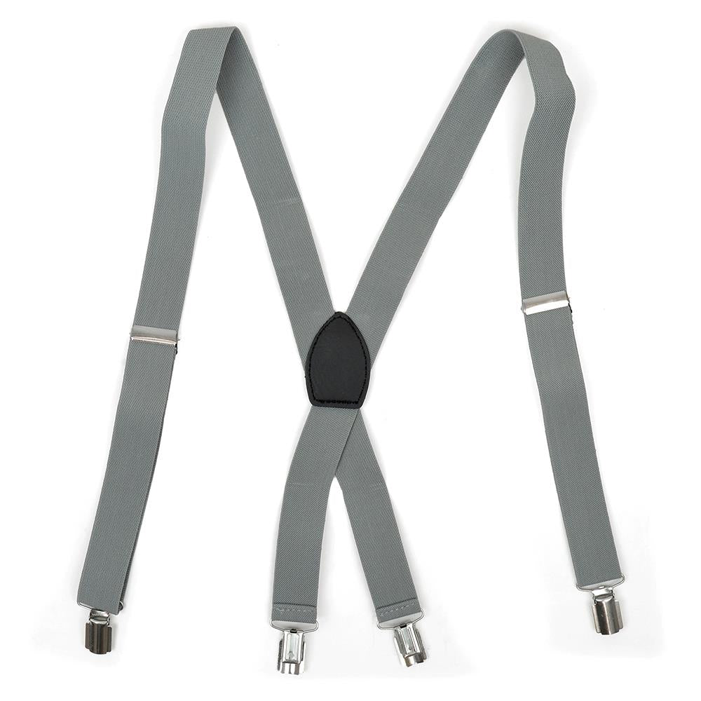 Mens Adjustable Elastic Braces With 4 Strong Metal Clips Heavy Duty Suspenders