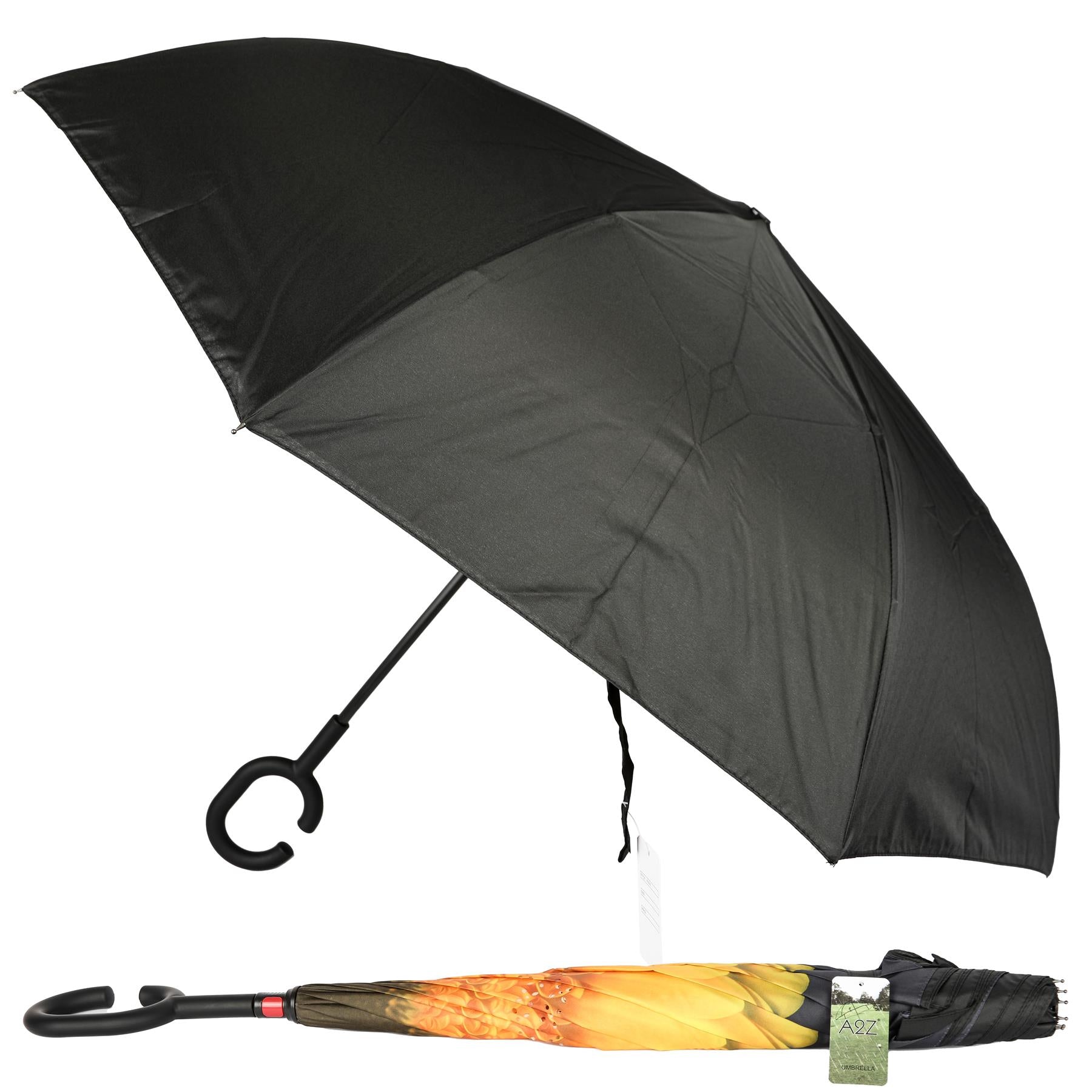 A2Z Women's Dual Layer Inverted Umbrella Reverse Open Folding Umbrella C Handle