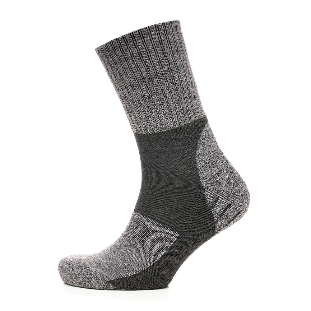 Mens Trekking Socks 2 Pack Grey Mix Cushioned Heel & Sole Outdoor Hiking Socks