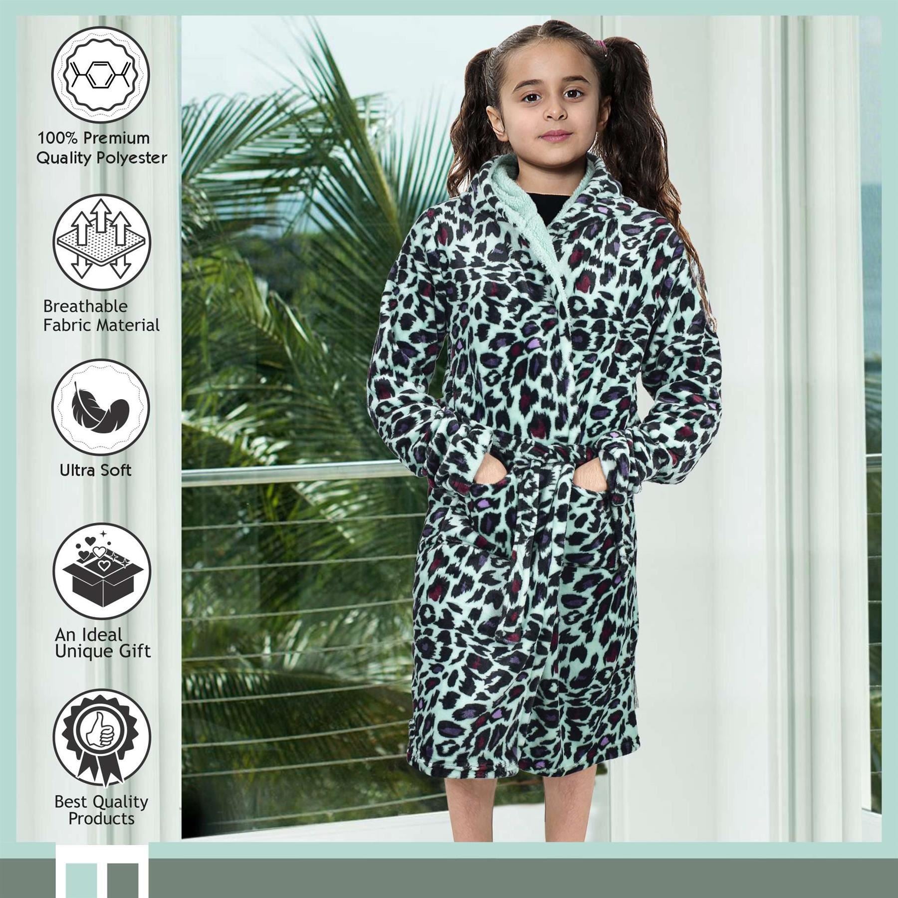 A2Z 4 Kids Soft Leopard Print Bathrobe Dressing Gown