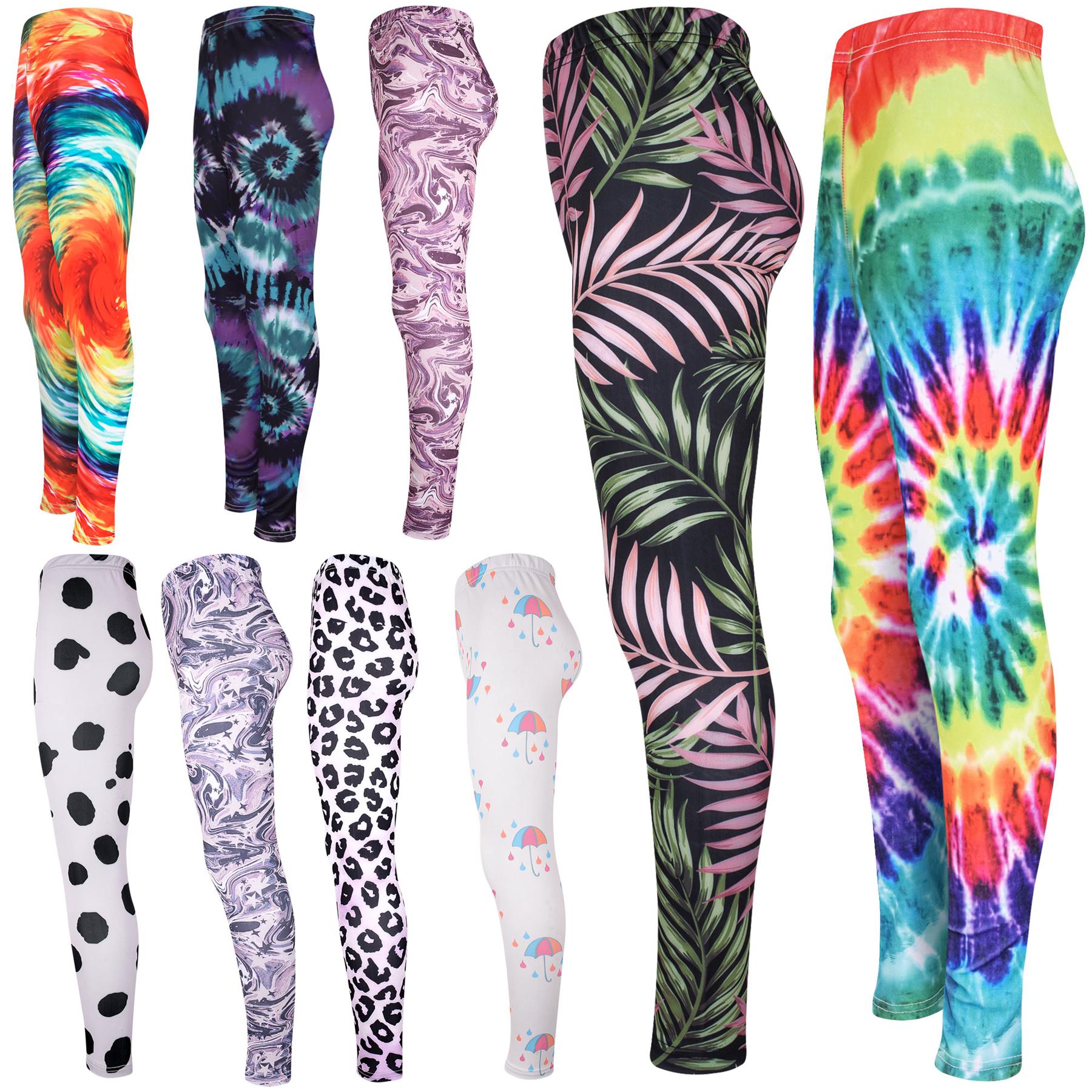 Kids Girls 3D Tie Dye Print Leggings