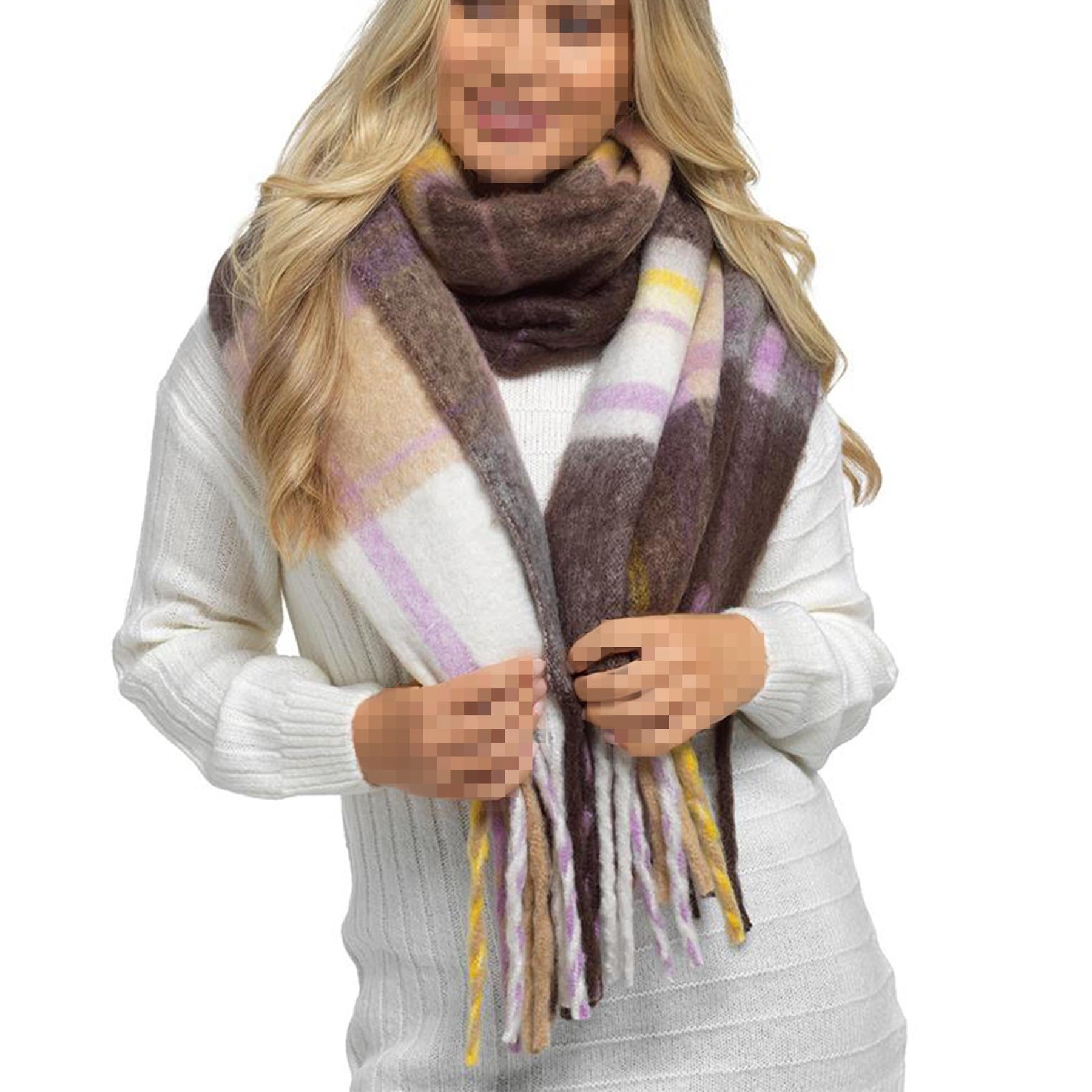 A2Z Ladies Chunky Scarf with Tassel Women Warm Brushed Blanket Scarve Wrap Shawl