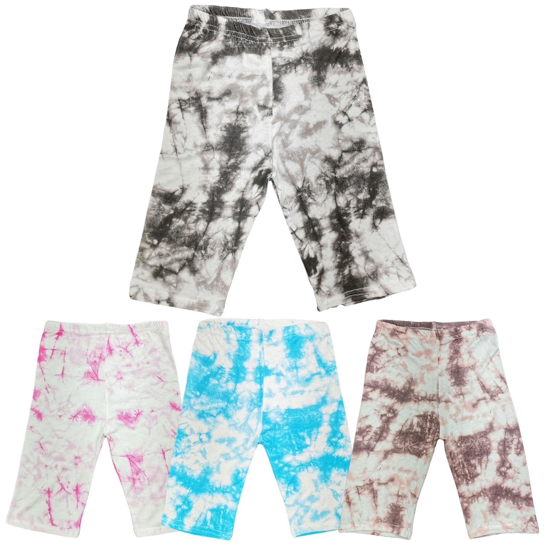 Kids Girls Cycling Shorts Tie Dye Print Gym Summer Short Knee Length Half Pants