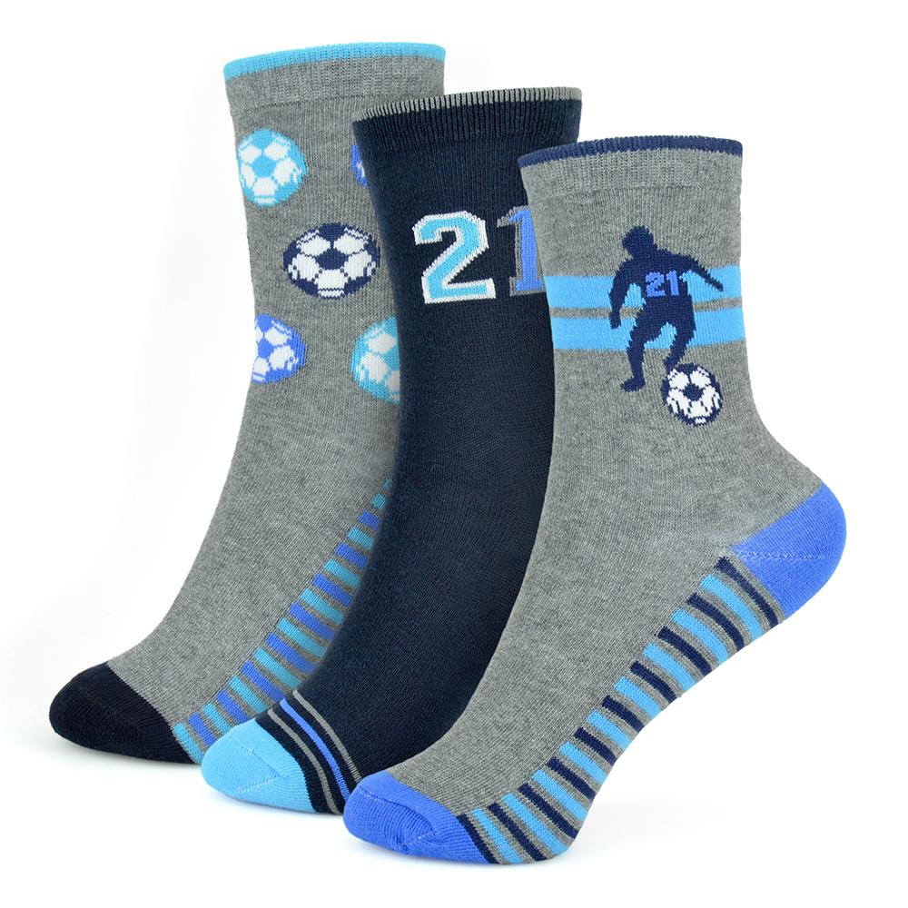 Kids Boys Football Striped Socks Cotton Rich Athletic Football Themed Socks