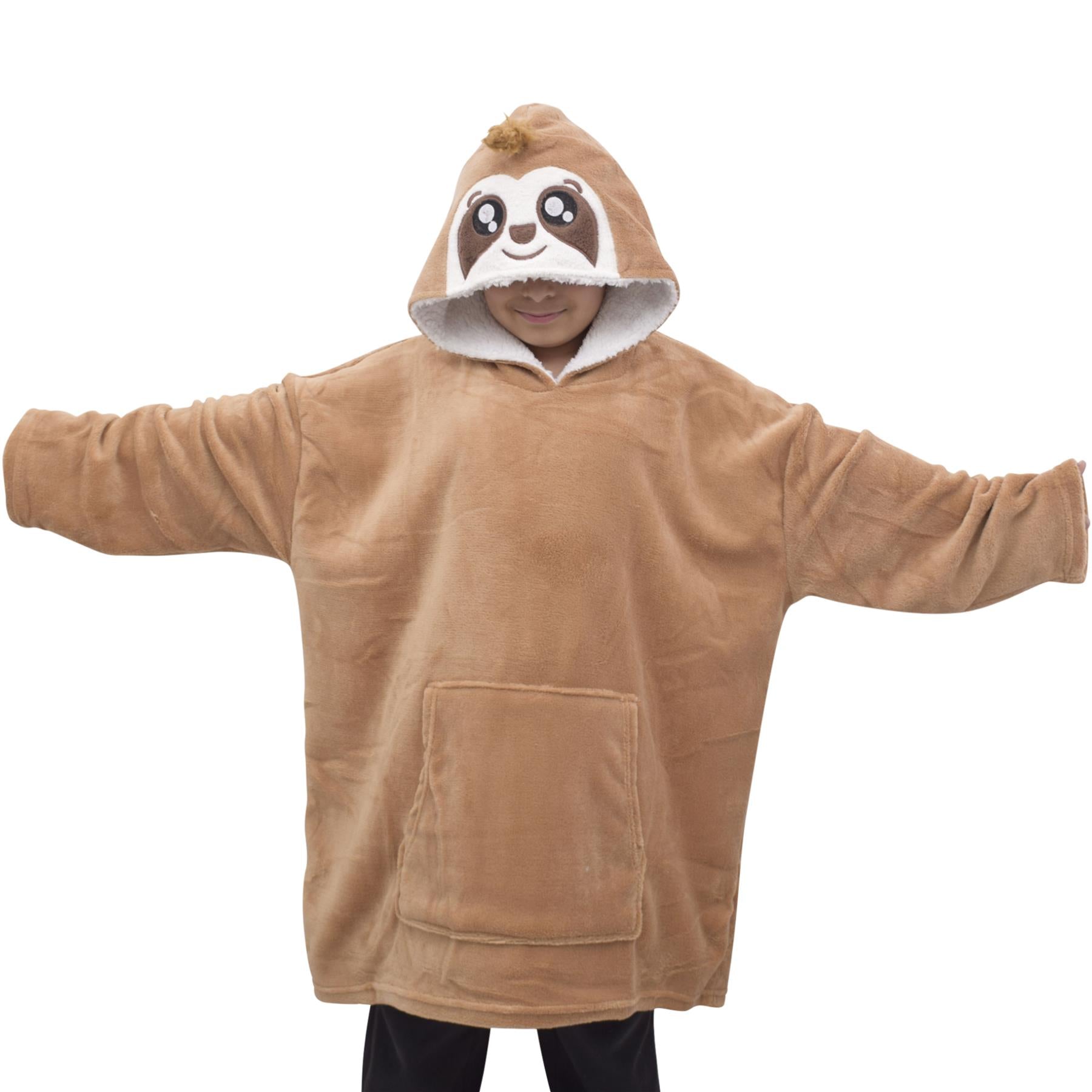 Kids Girls Boys Oversized Hoodie Sloth Snuggle World Book Day Super Soft Blanket