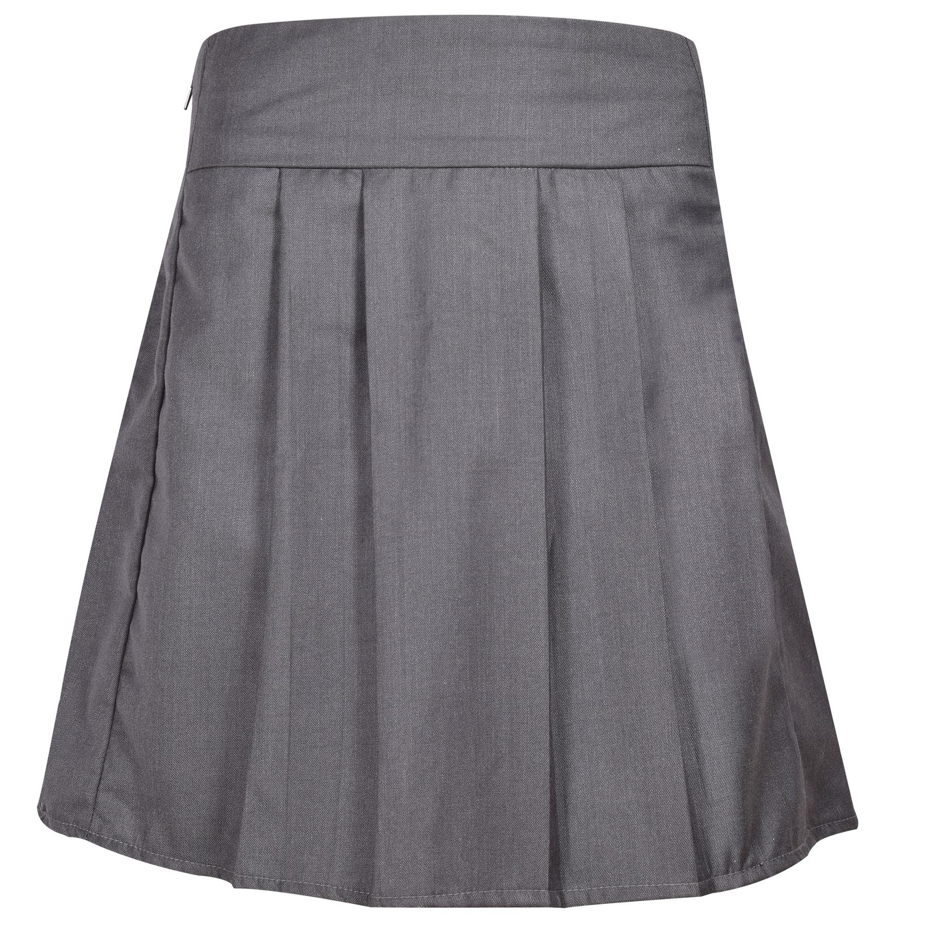 Kids Girls Plain School Uniform Pleated Skirt Elasticated Summer Skater Skirts