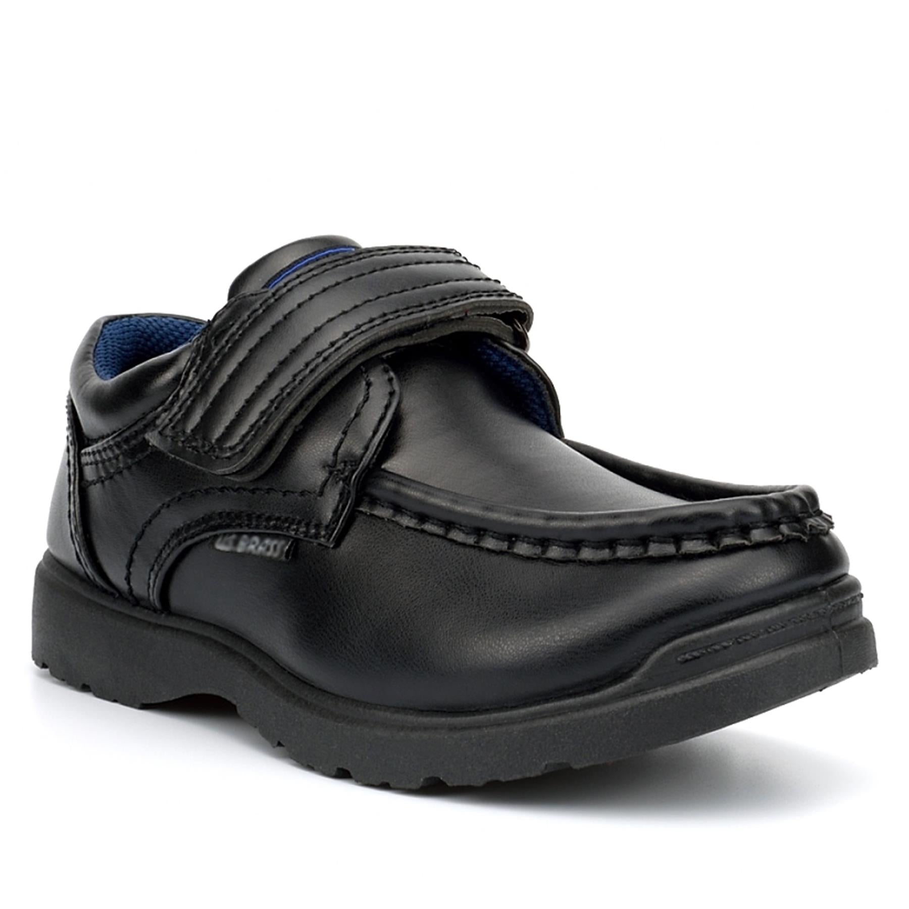 Boys School Shoes Wide Strap Easy Fasten Trainer PU Leather Memory Foam Sneakers
