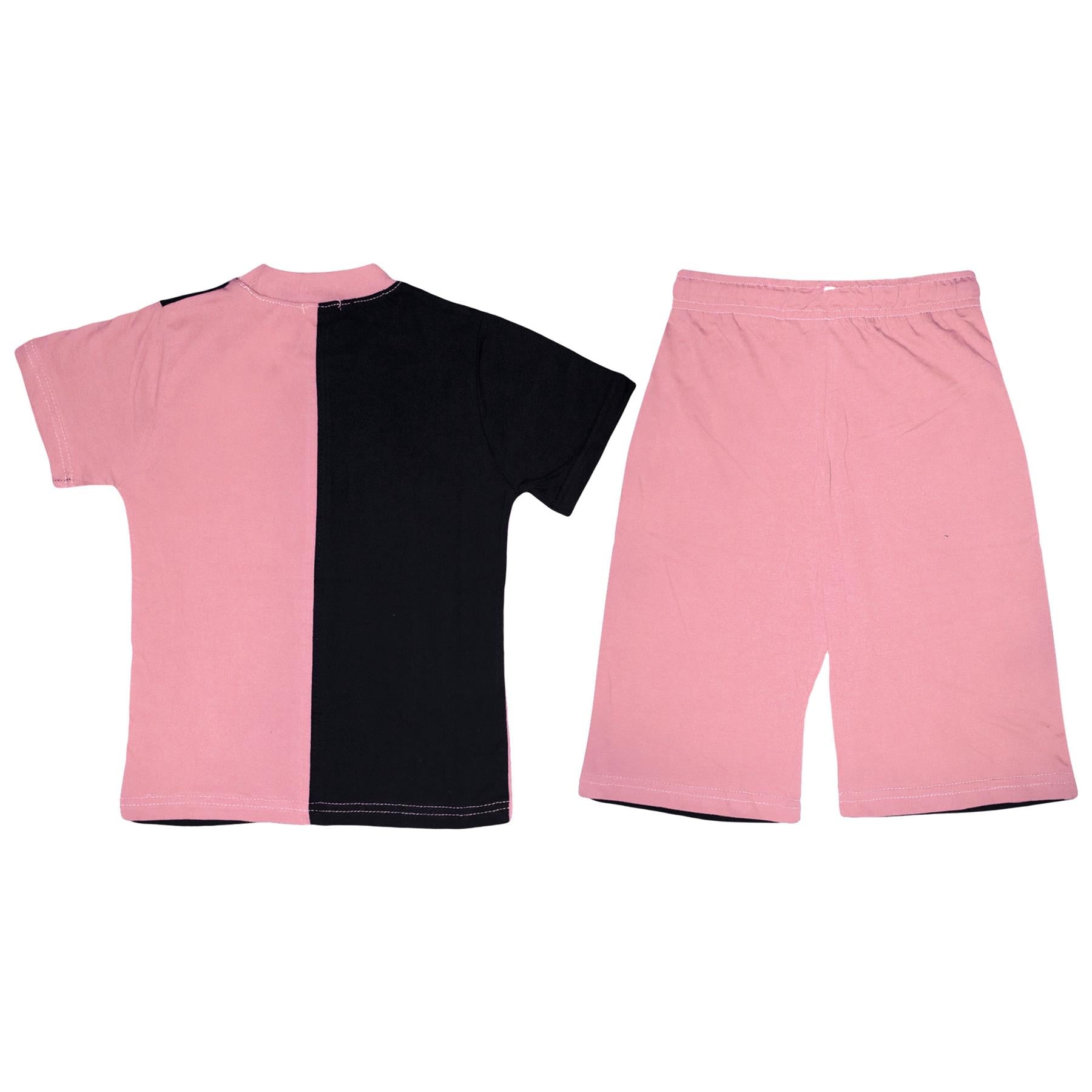 A2Z 4 Kids Girls Boys T-shirt Top Shorts Set 100% Cotton Contrast Panel Outfit