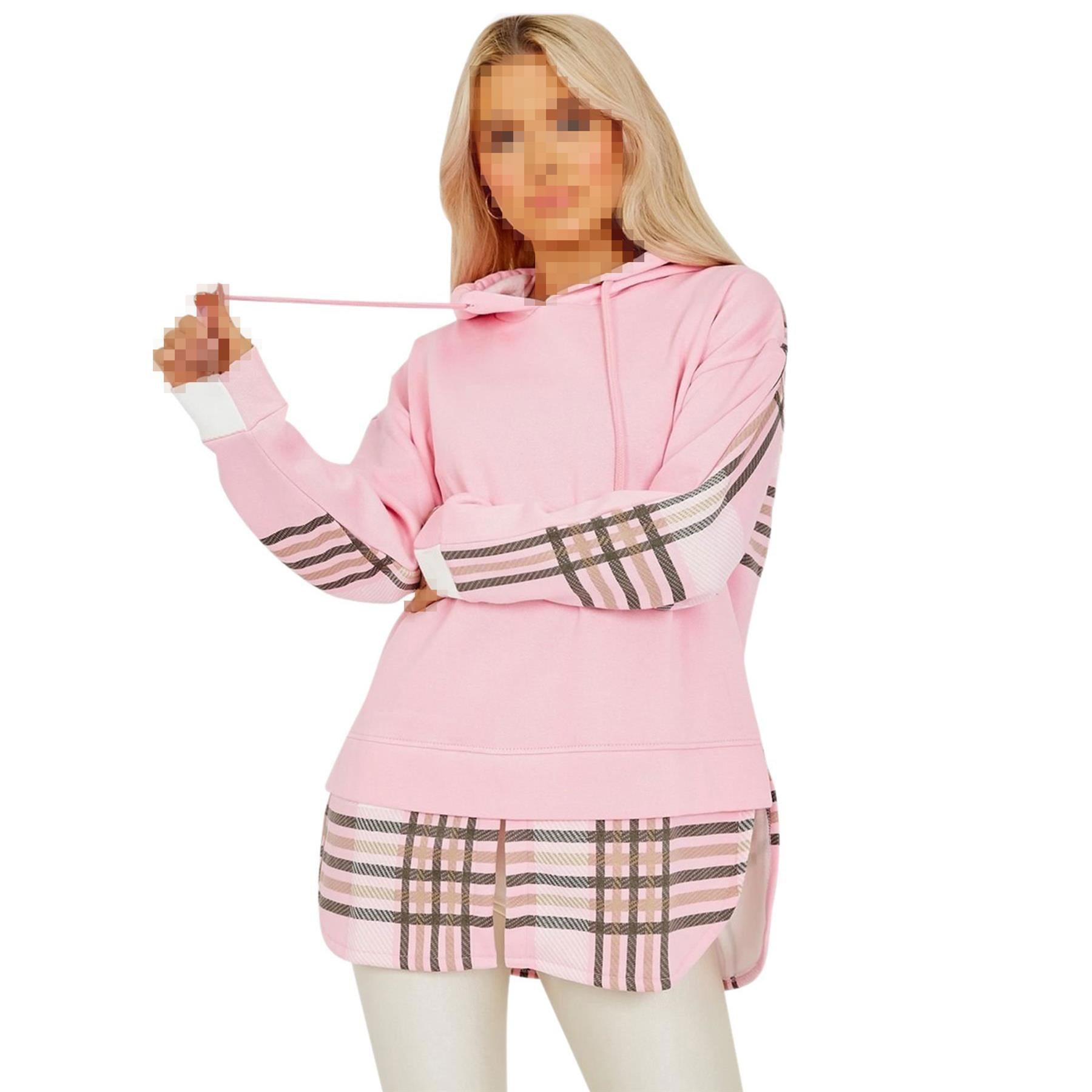 Womens Fleece Check Print Hooded Jackets