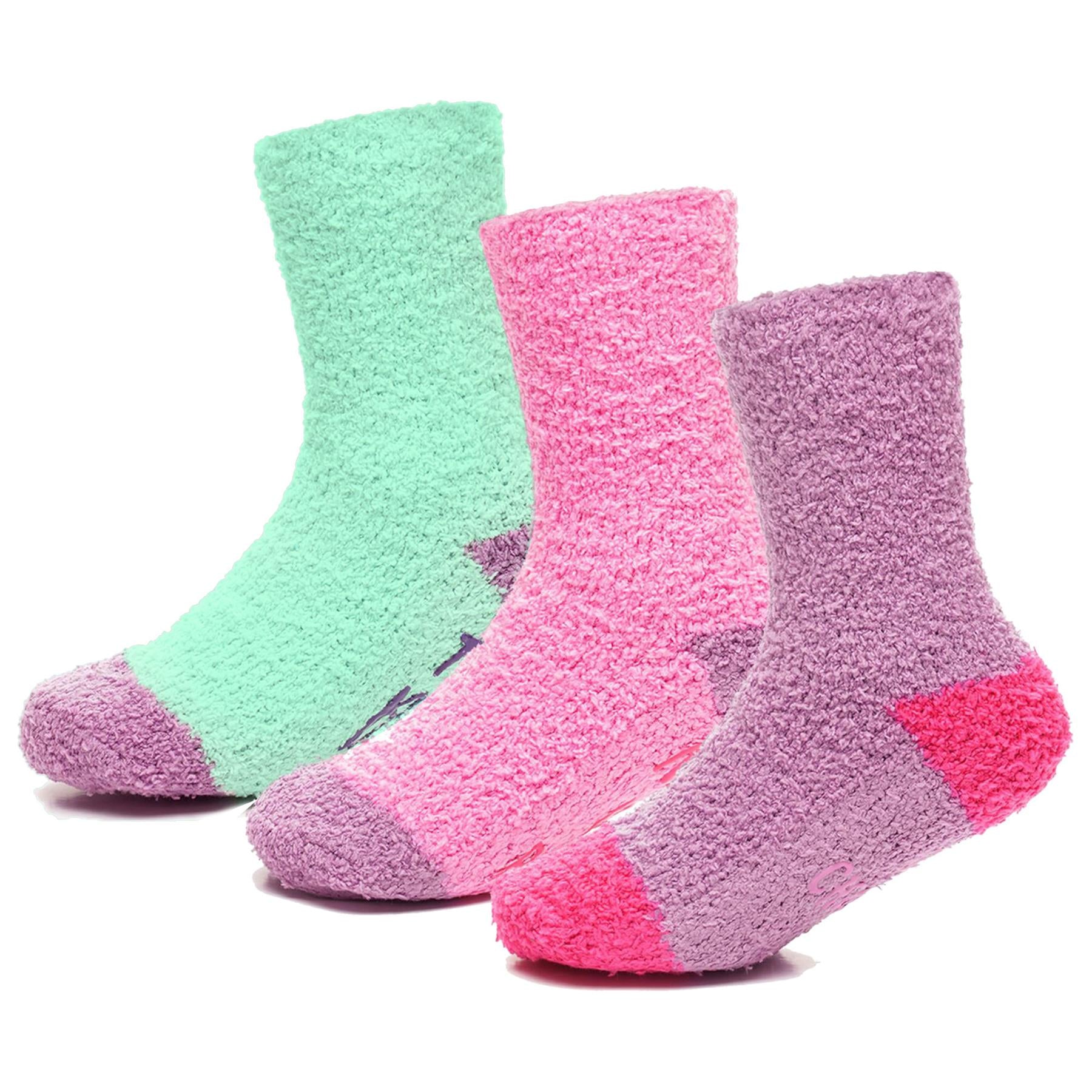 Kids Girls Novelty Cosy Socks Super Soft Funky Winter Slogan Sole Gripper Socks