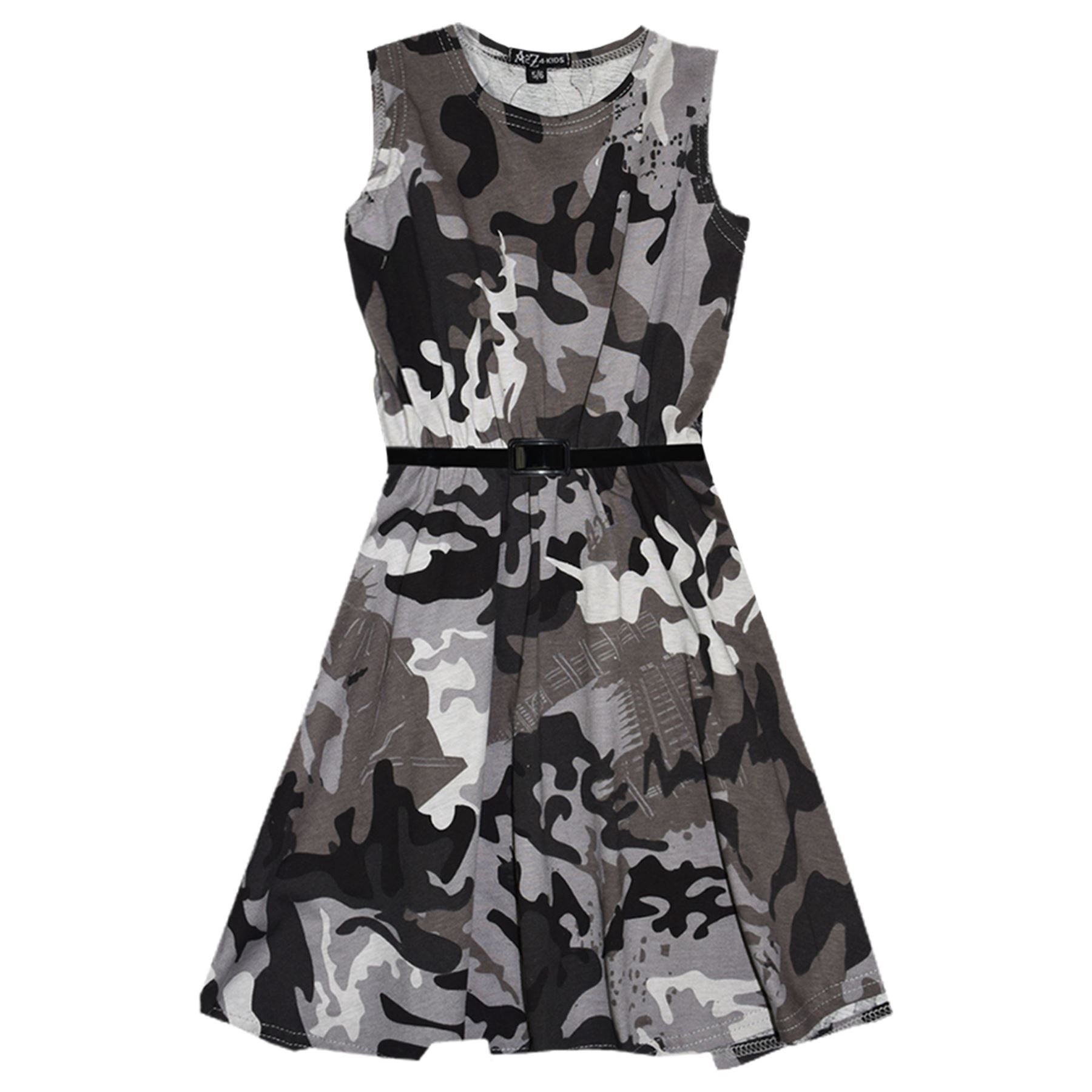 Girls Skater Dress Kids Camouflage Summer Casual Party Dress 5-13 Years