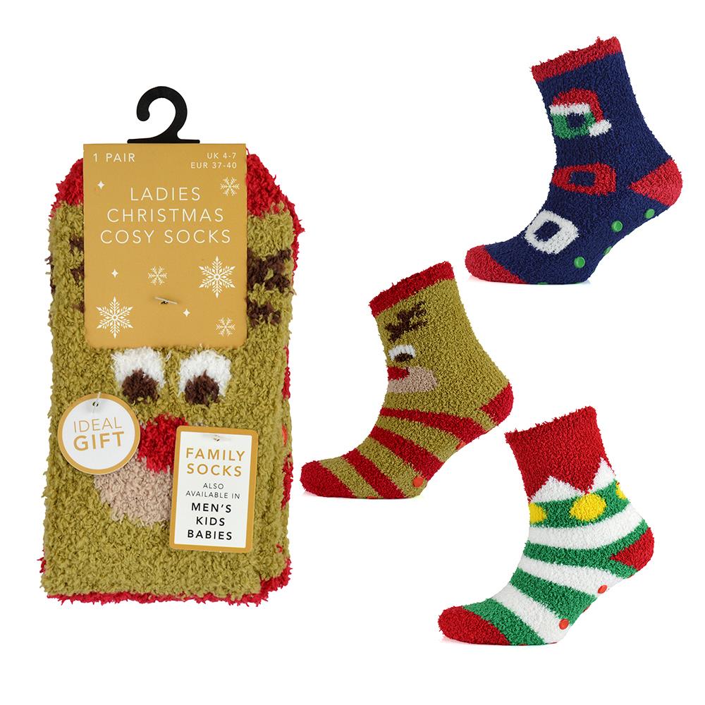 A2Z Ladies Socks 3 Pack Christmas Novelty Durable Stylish Winter Warm Cosy Socks