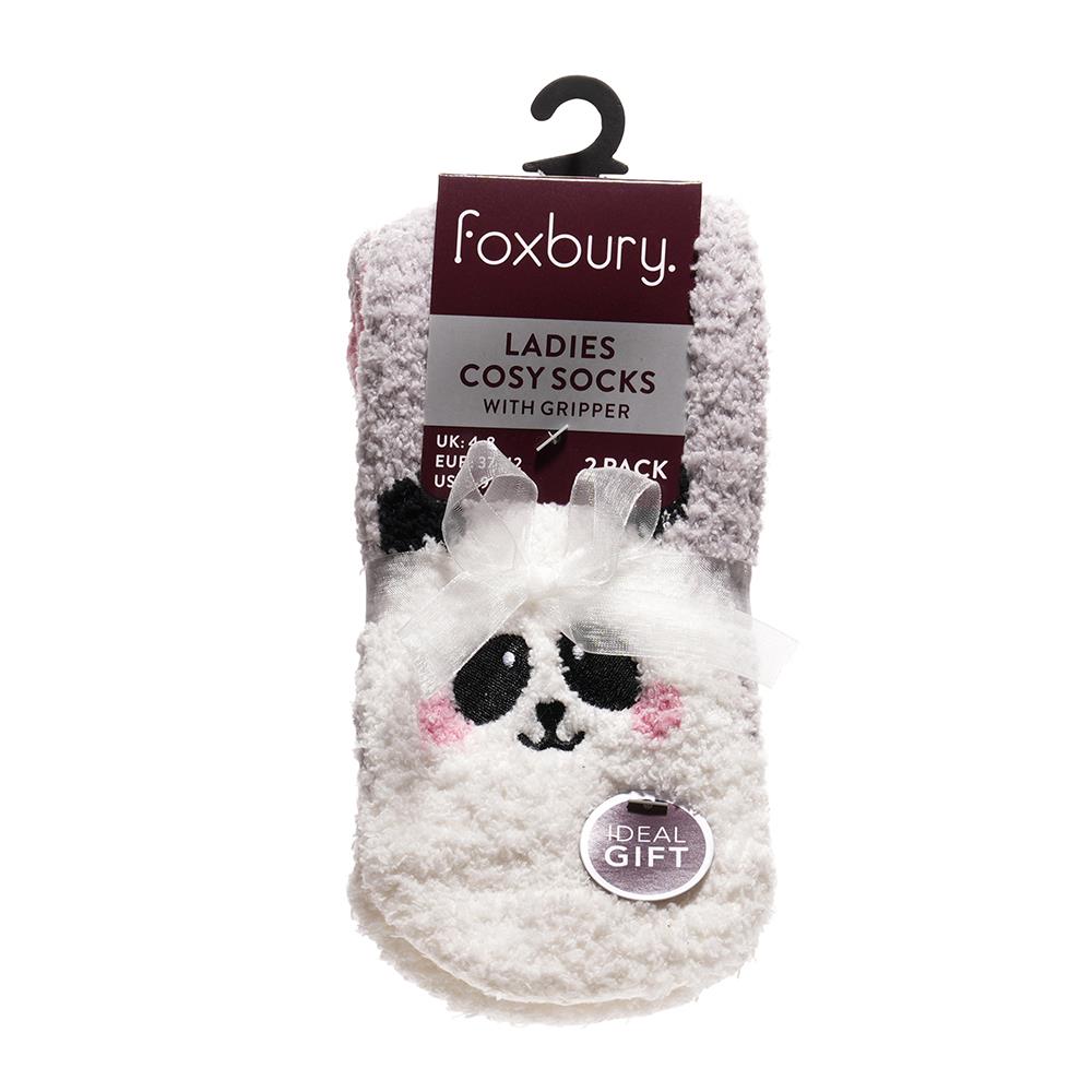 A2Z Ladies Cosy Animal Bed Socks, Super Soft Non-Slip Fox And Panda Design
