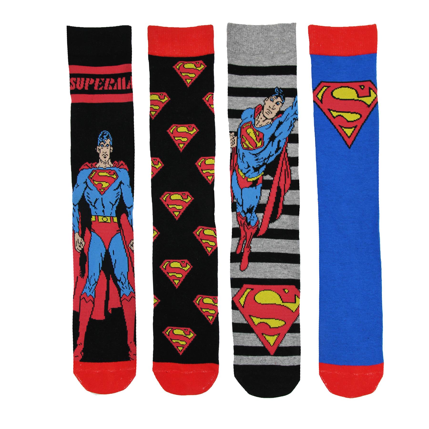 Mens Socks Pack Of 4 Superman Ankle Socks Officially Licensed Soft Footwear Sock