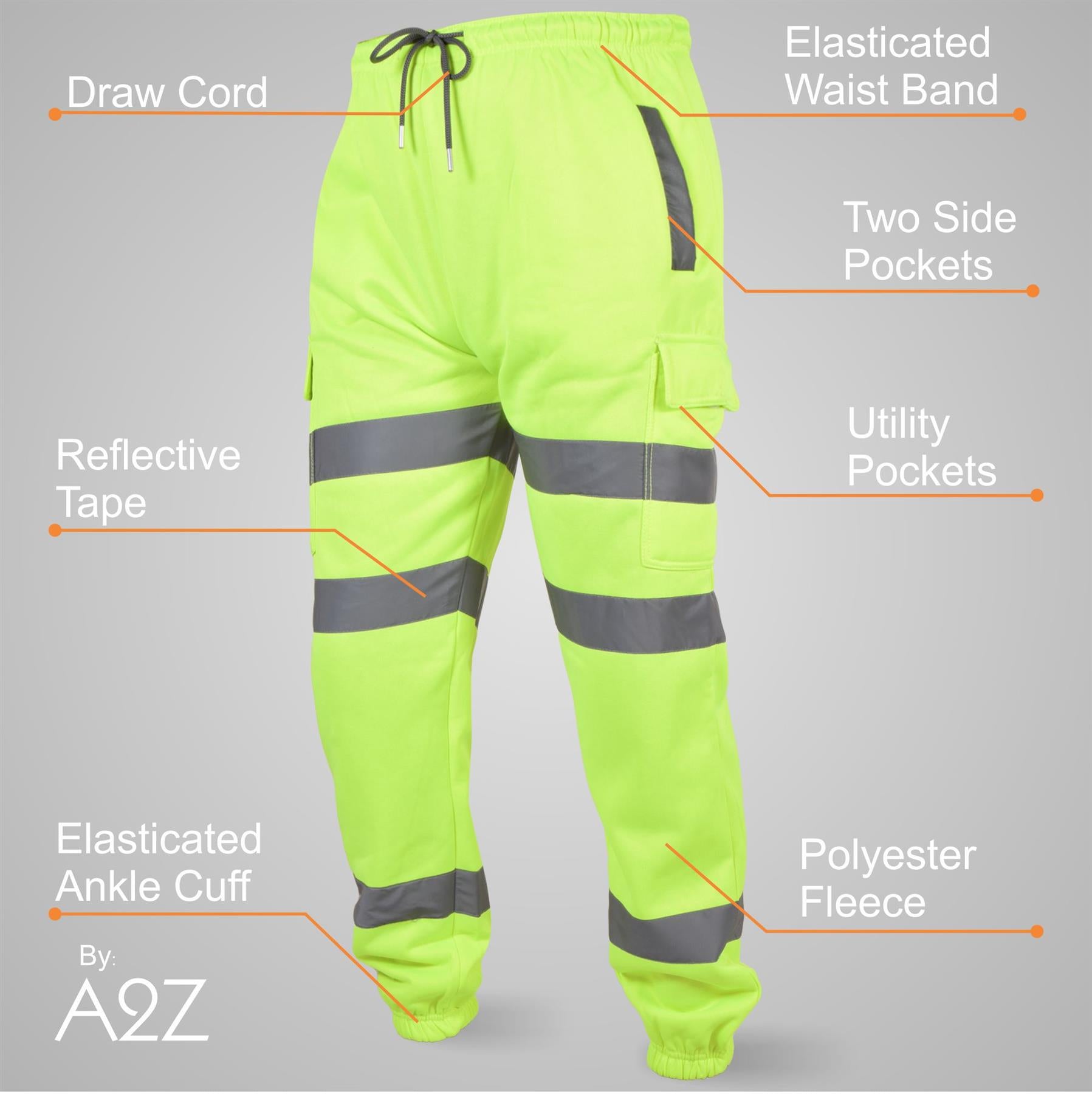 A2Z High Visibility Safe Work Reflective Pants Hi Vis Cargo Trousers For Mens