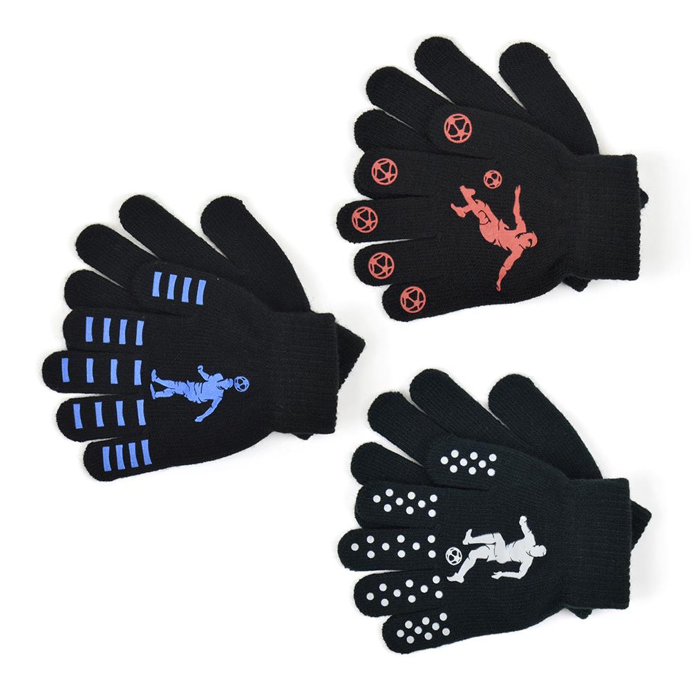 Boys 3 Pack Gloves Winter Warm Thermal Magic Mitten One Size Fit Stretchy Gloves