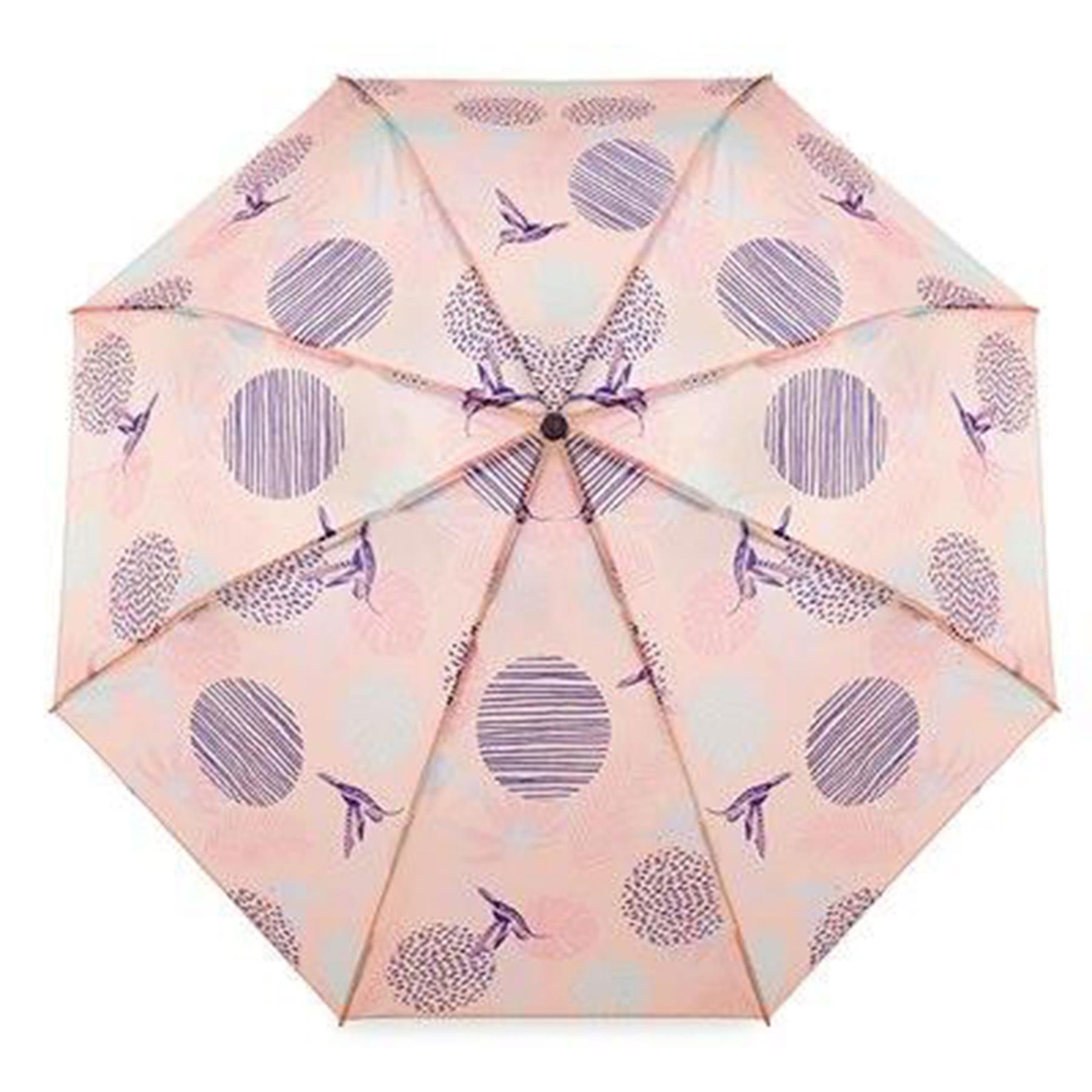 Ladies Supermini Umbrella Pastel Birds AOP Weather Resist Folding Compact Brolly