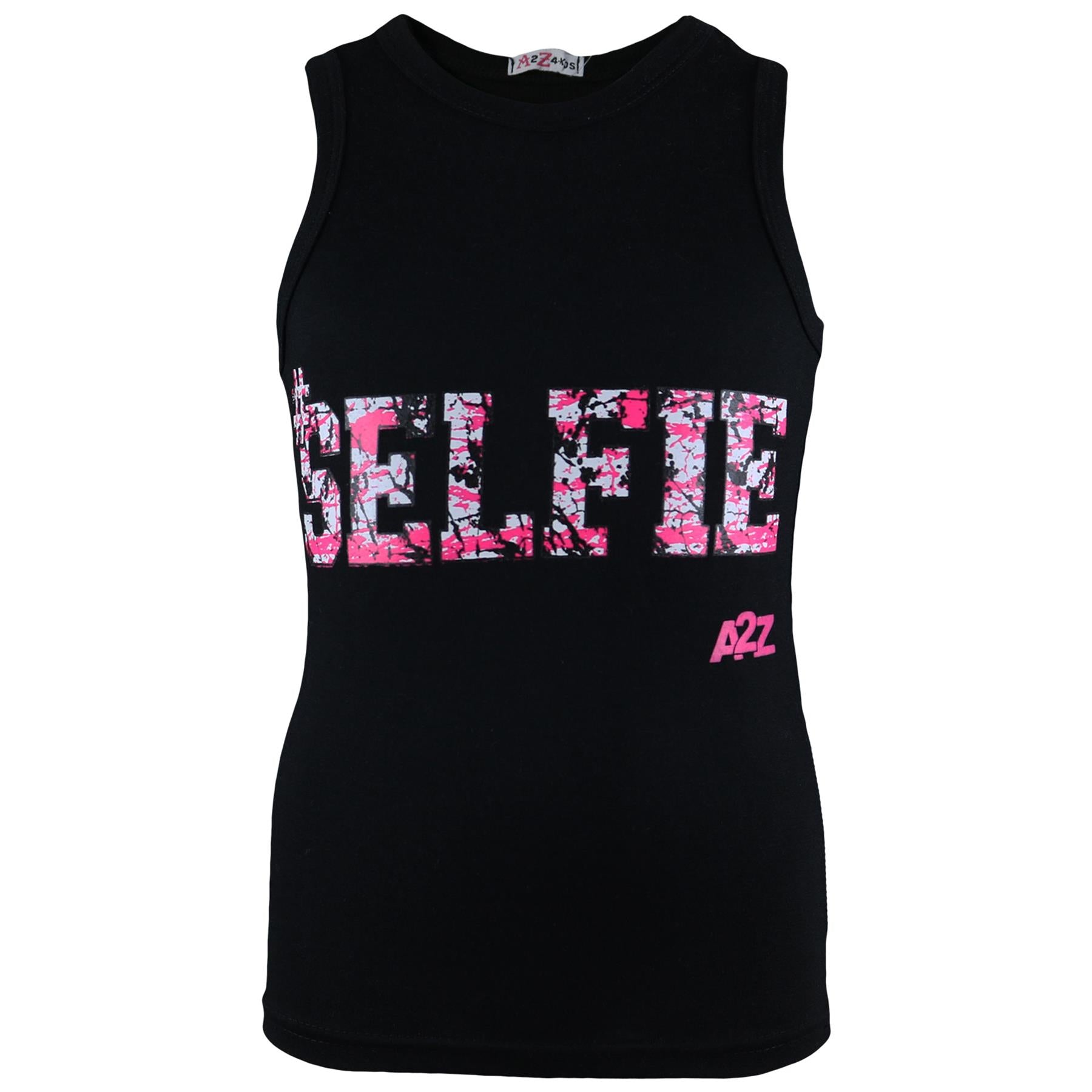 Kids Girls Selfie Splash Vest Top Trendy Fashion Tank Tops T Shirt 5-13 Years