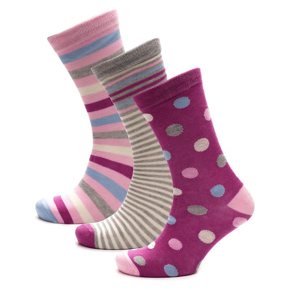 Ladies 3 Pack Black Heel & Toe Pattern Stripe Spot Novelty Drinks Cakes Design