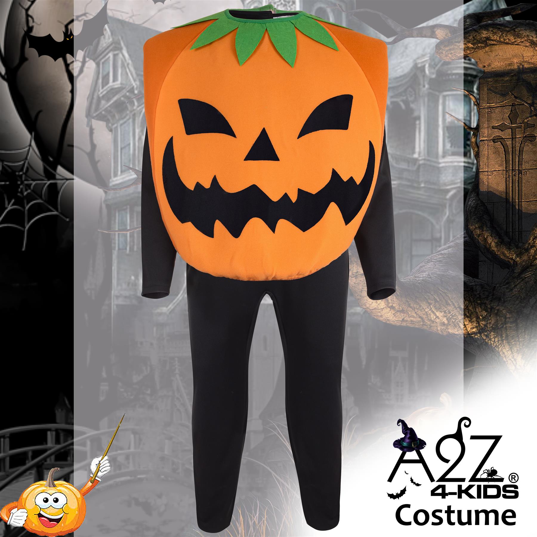 Kids Girls Boys Scary Pumpkin Costume Including Black Oneise