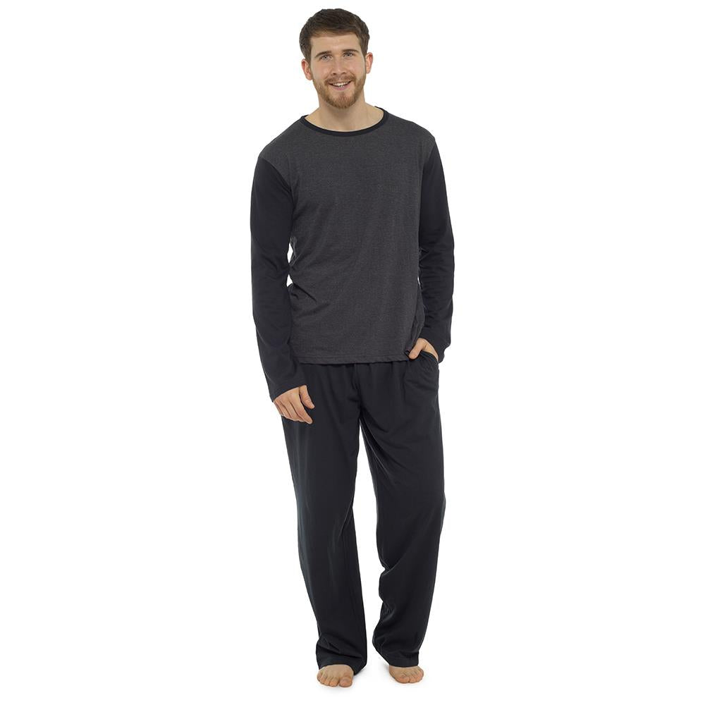 A2Z Mens Pyjama Cotton Jersey Long Sleeve T-Shirt PJS Pyjamas 2 Pieces Top Set