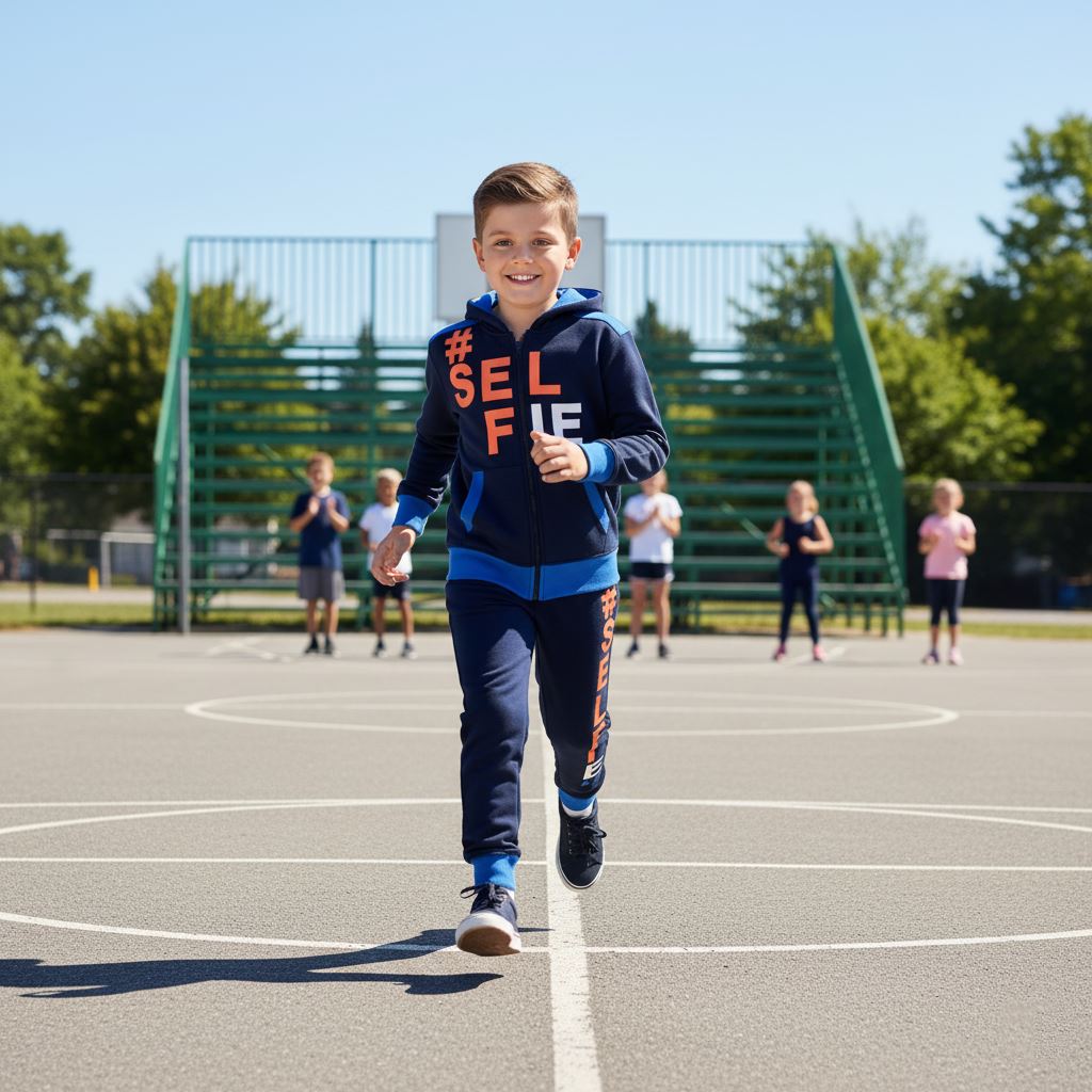 A2Z 4 Kids Girls Boys #SELFIE Tracksuit Hoodie & Joggers Outfit Set Top Bottom