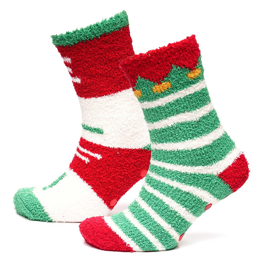 A2Z Pack Of 2 Mens Christmas Cosy Socks Xmas Fluffy Soft Feel Fuzzy Gripper Sock