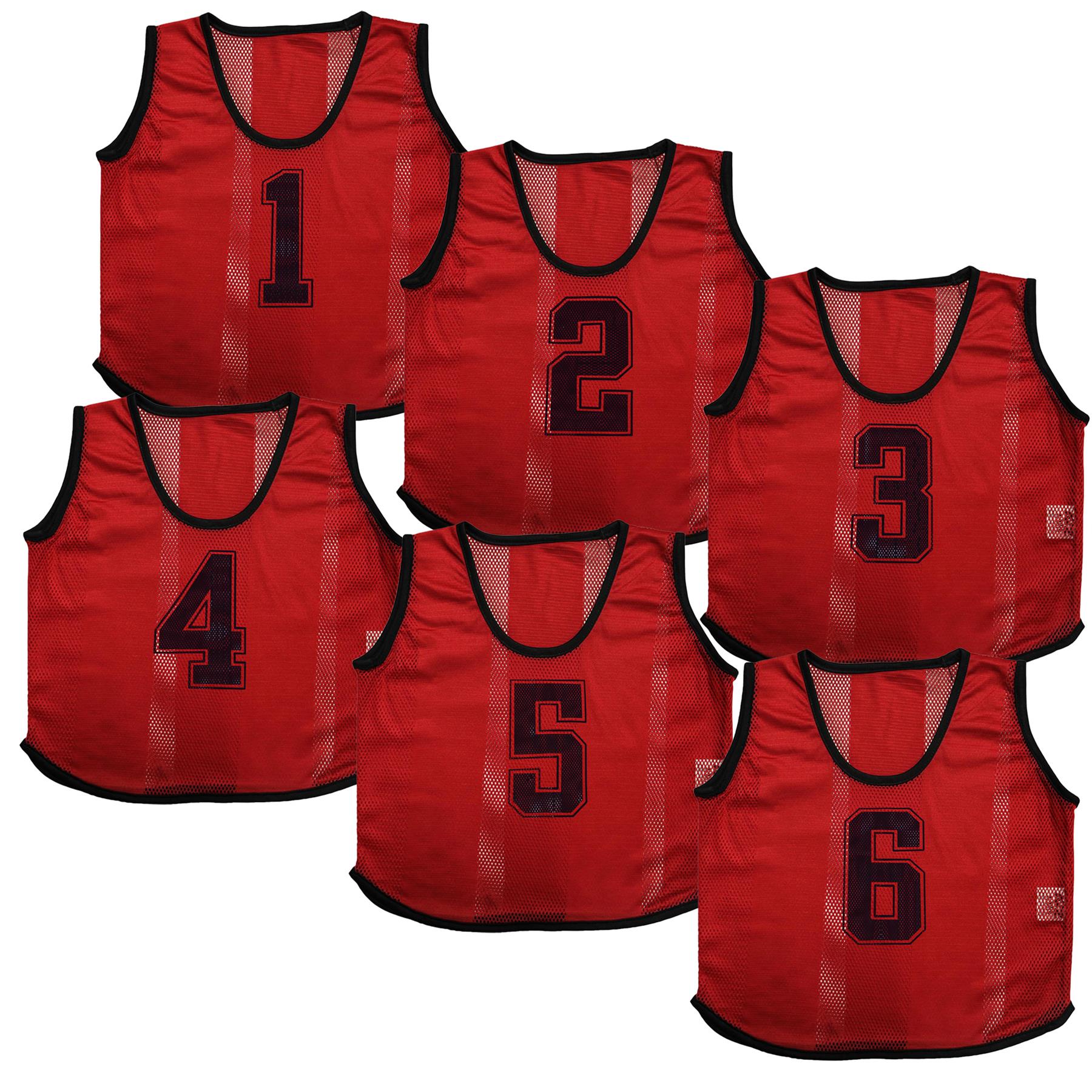 Kids 6 Pack Sports Number Mesh Bibs Comfortable During Football Rugby Sports