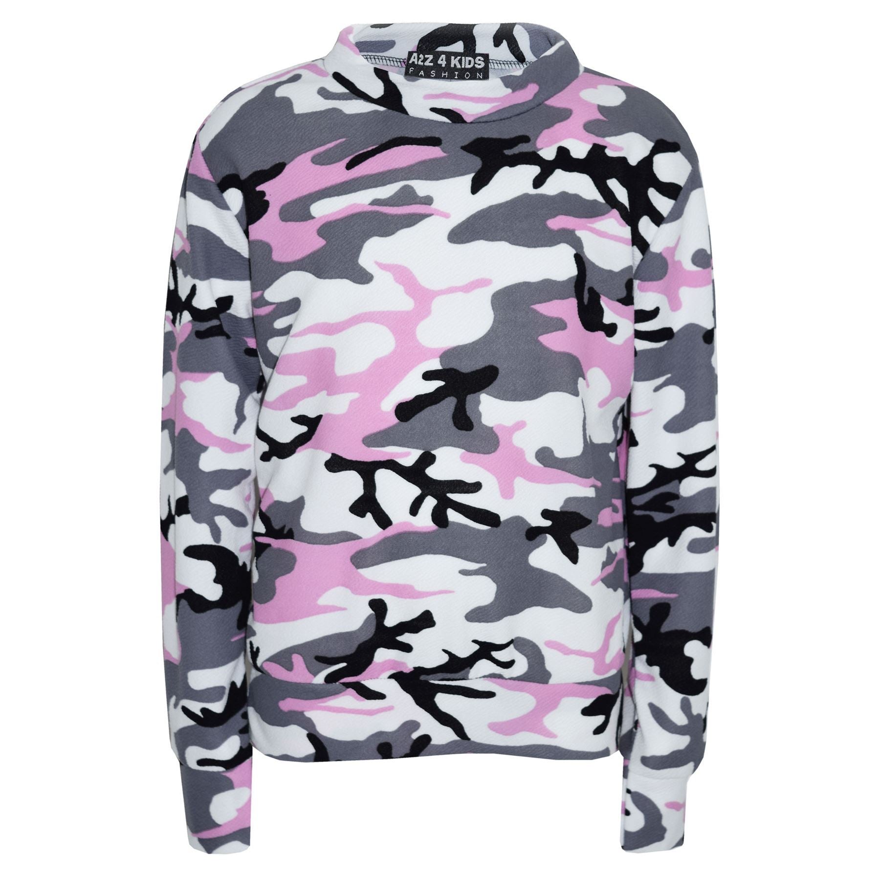 Kids Gilrs Camouflage Print Crop Top Legging Jacket Tracksuit Age 7-13 Years