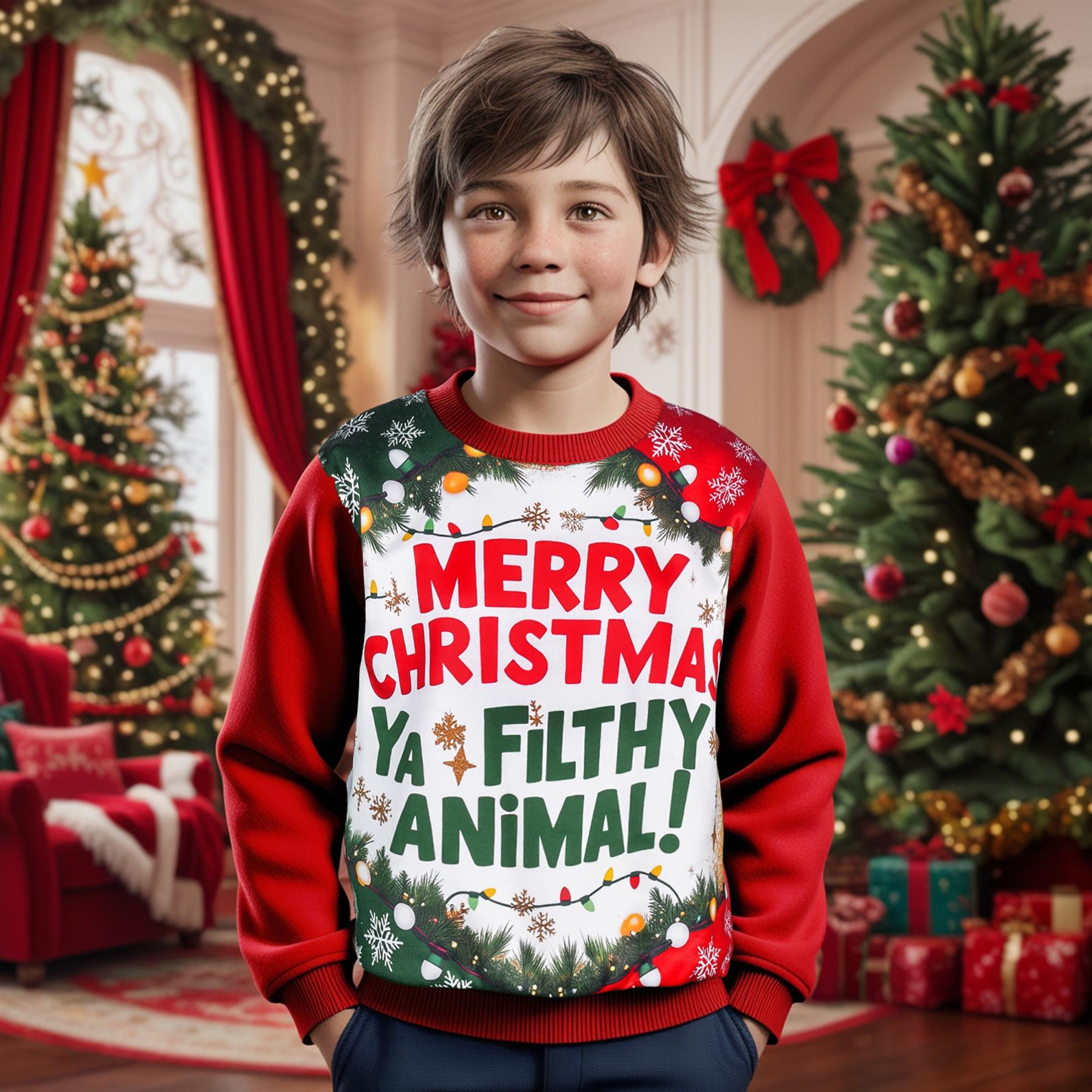 Kids Girls Boys Merry Christmas Ya Filthy Animal Jumper Hoodies Xmas Sweatshirts