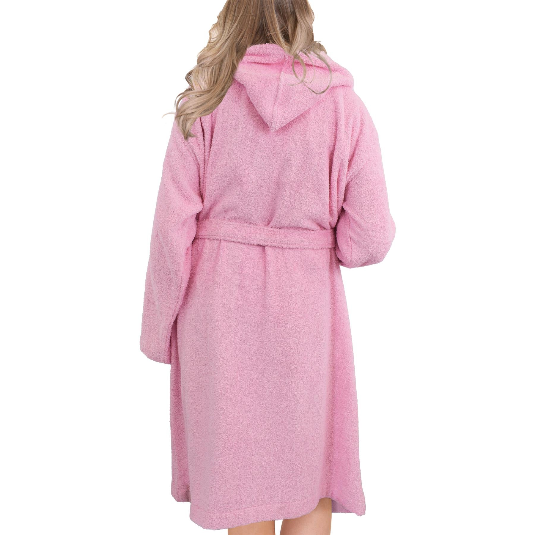 A2Z Ladies Luxurious 100% Cotton Towelling Bathrobe Hooded Towel Robe For Womens