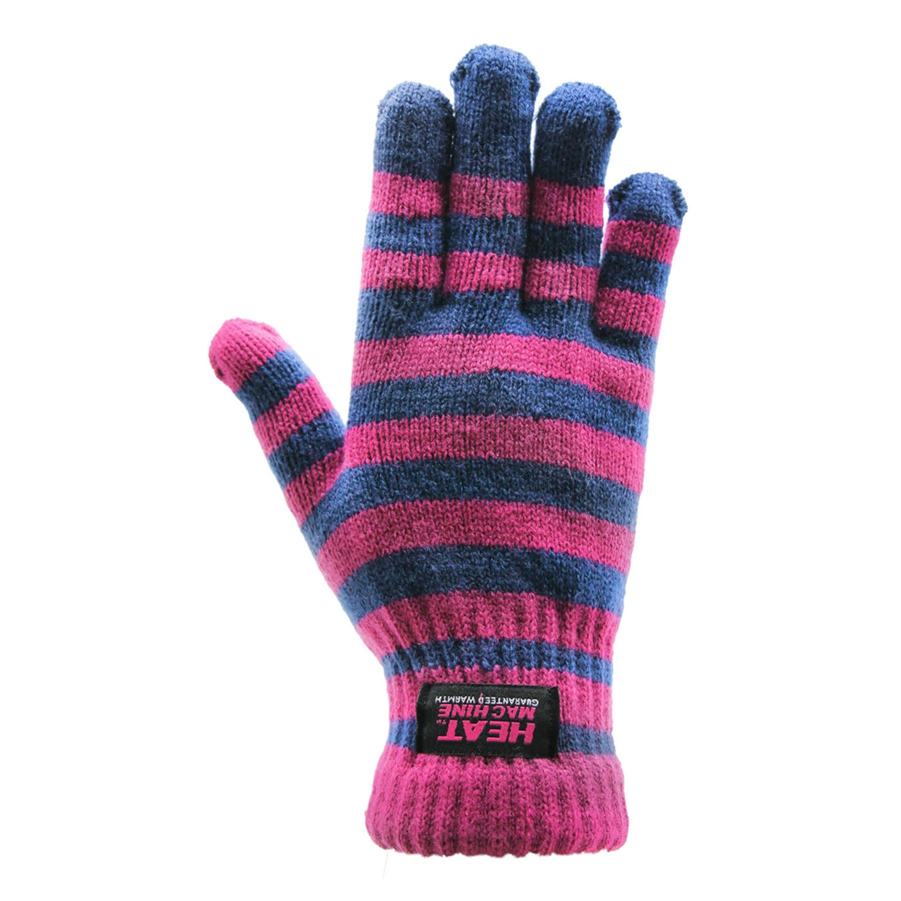 Ladies Stripe Gloves Winter Warm Thermal Mittens Women One Size Stretchy Gloves