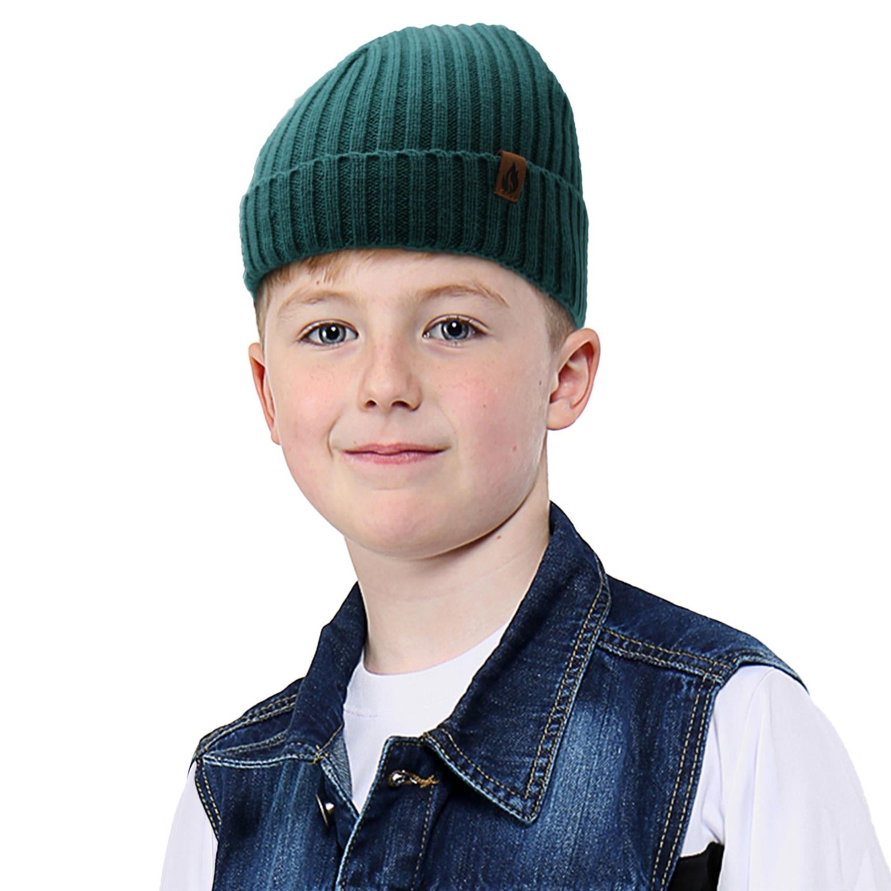 Kids Boys Hat 3 Pack Ribbed Winter Warm Cosy Fashionable Indoor Outdoor Hats