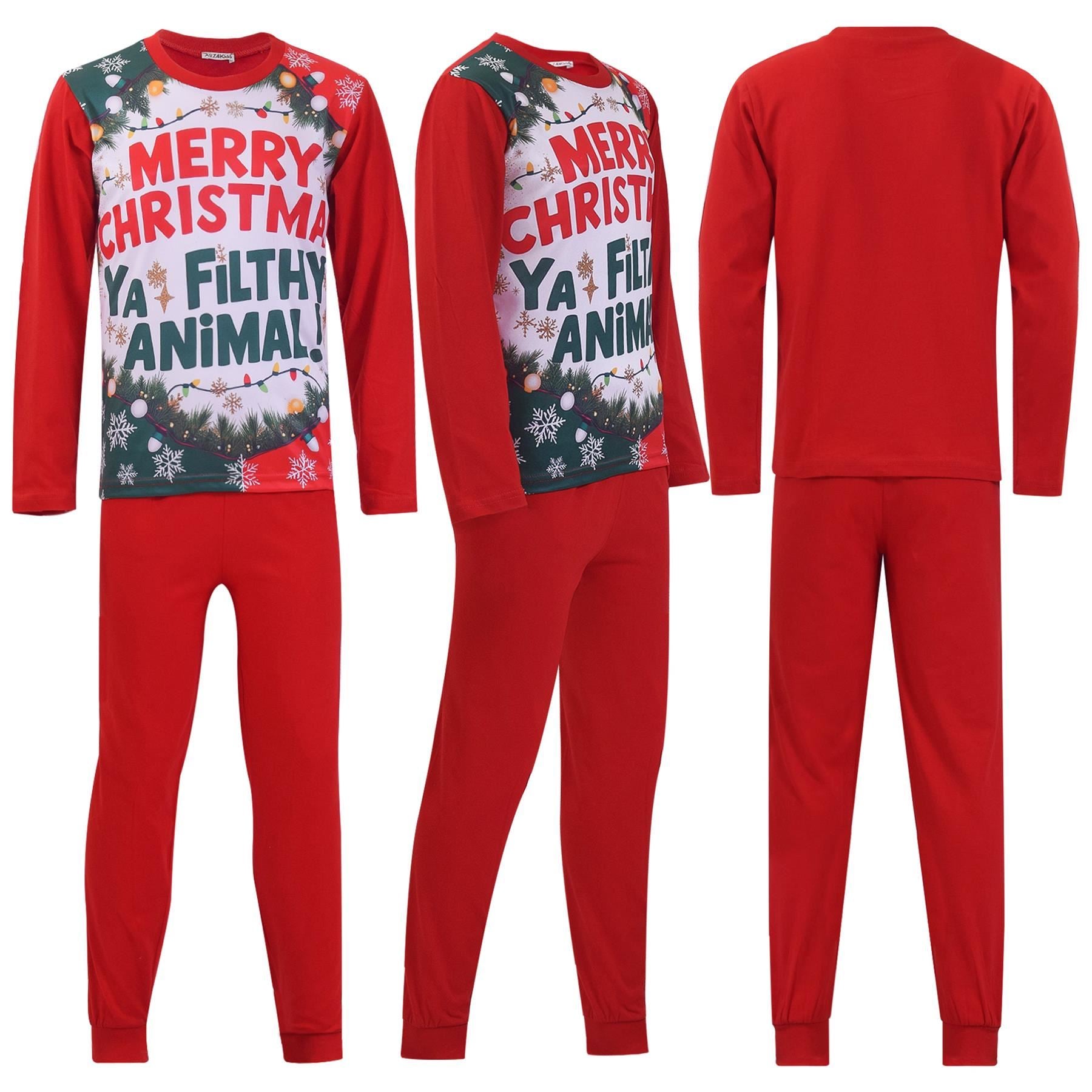 Kids Girls Boys Pyjama Set Merry Christmas Ya Filthy Animal Xmas Sleepwear Set