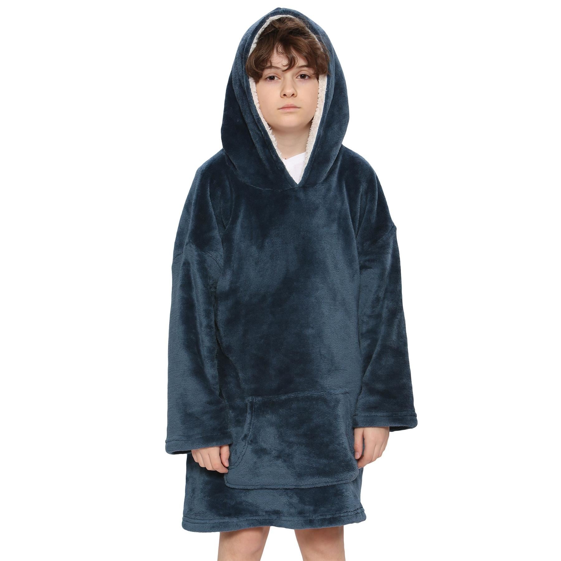 Kids Unisex Oversized Hoodie Navy Snuggle Blanket Super Soft Warm Fleece