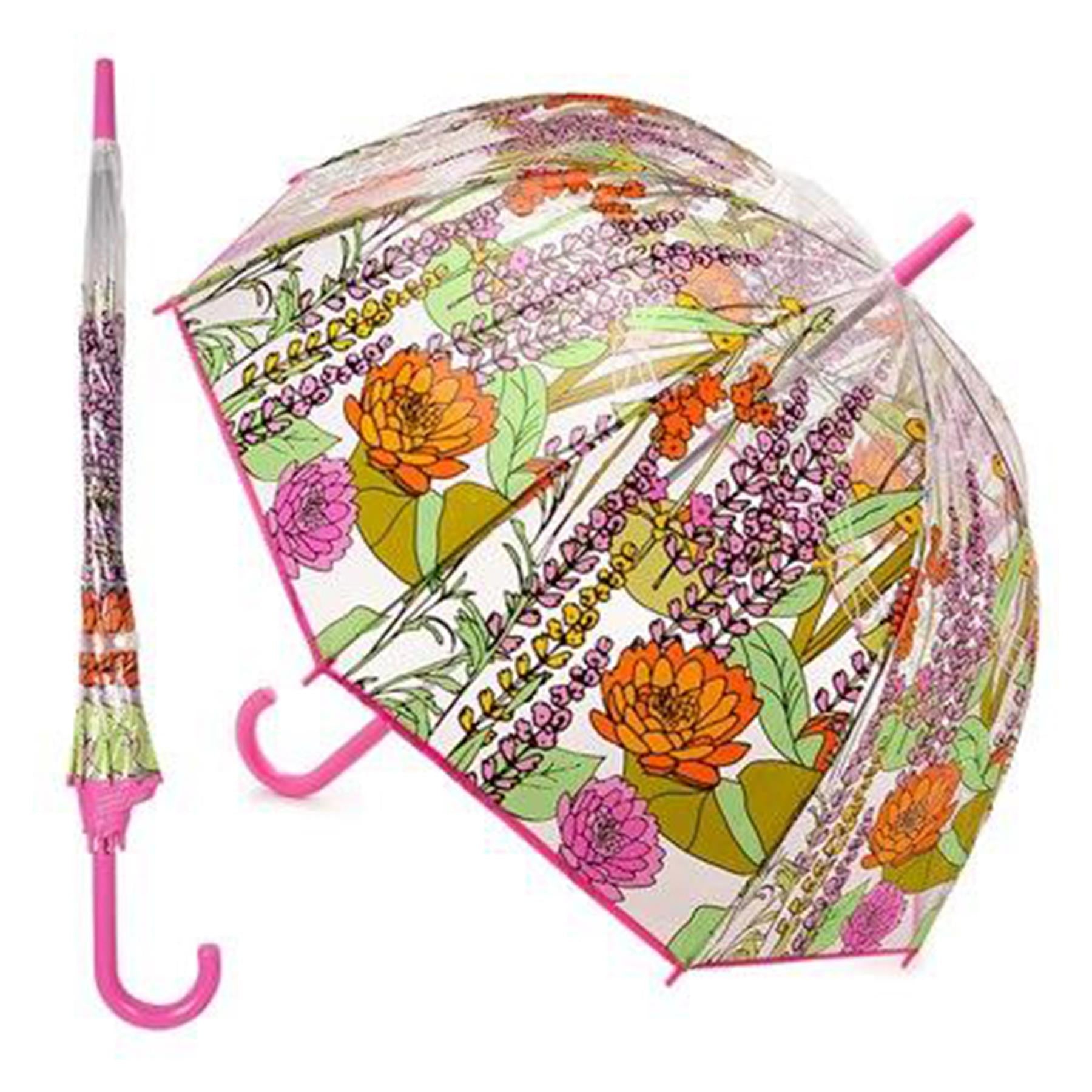 Clear Bubble Umbrella Dragonfly Walking Umbrella Jshape Stick Brolly Dome Canopy