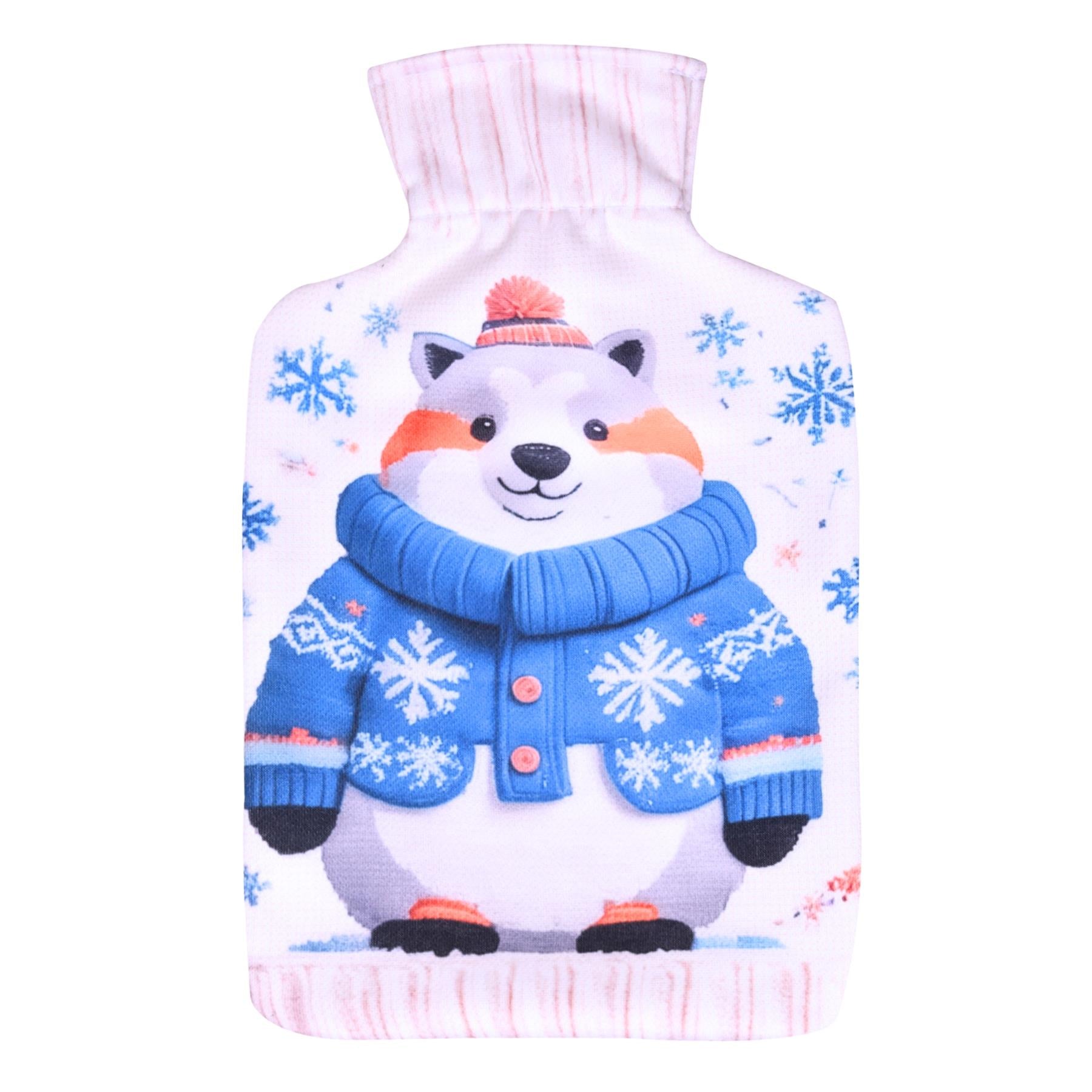 A2Z Hot Water Bottles Novelty Christmas Raccoon Snowflake Heat Therapy Xmas Gift