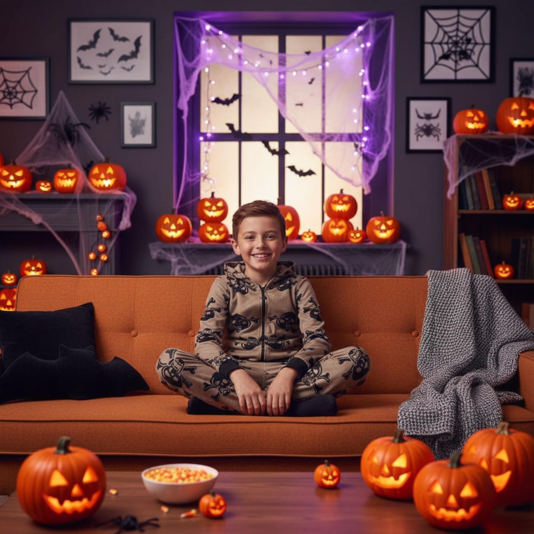 Kids Girls Boys One Piece Halloween Print Onesie