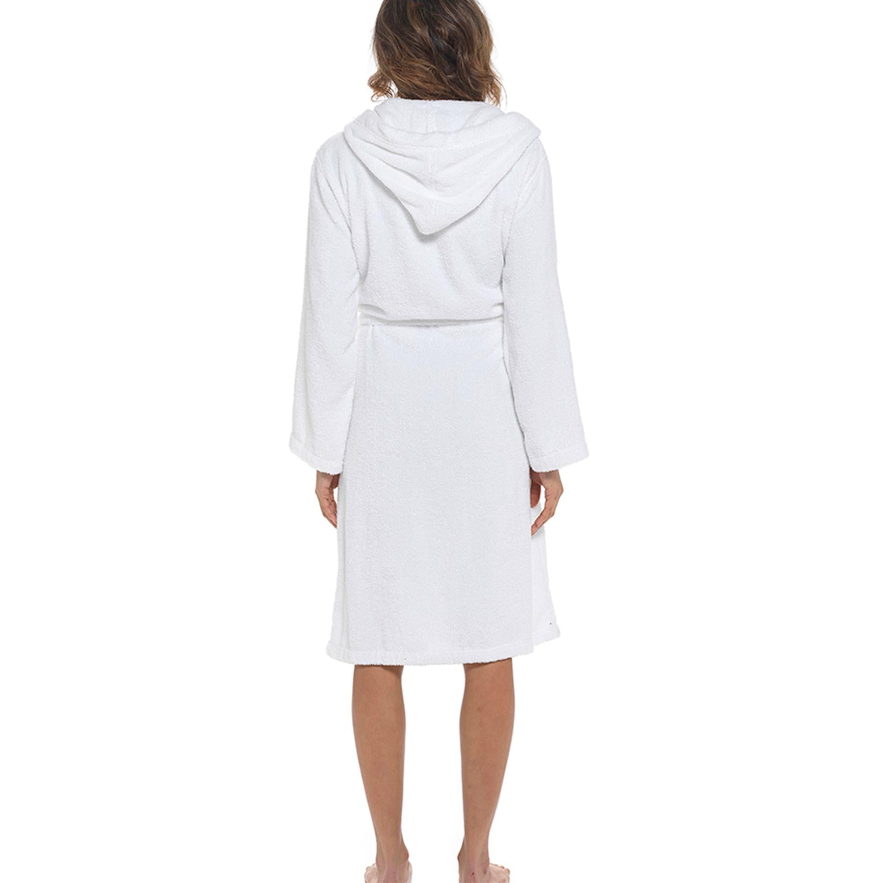 A2Z Women's Luxurious 100% Cotton Towelling Bathrobe Hooded Towel Changing Robe