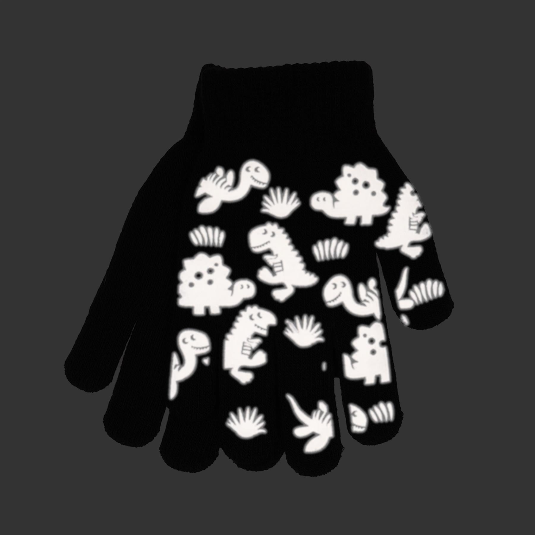 Boys Xmas Gloves 3 Pack Warm Magic Glow In The Dark Mitten Full Finger Gloves