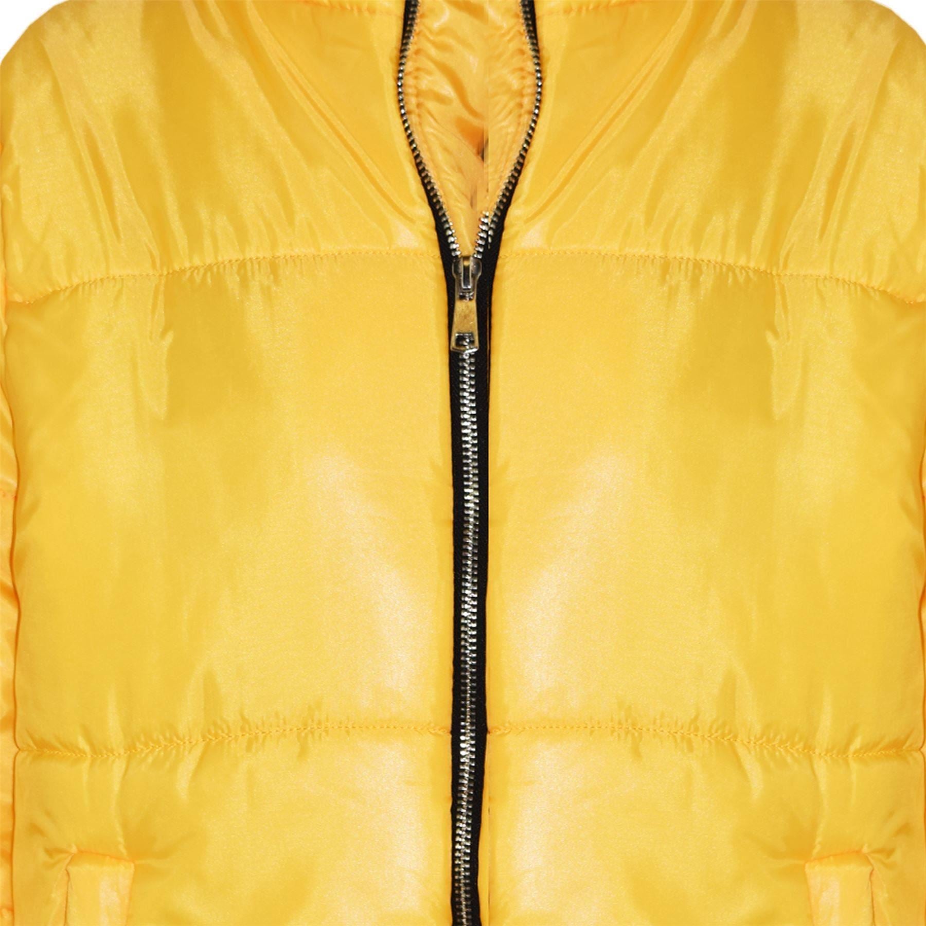 Girls Mustard Wetlook Padded Quilted Puffer Jacket
