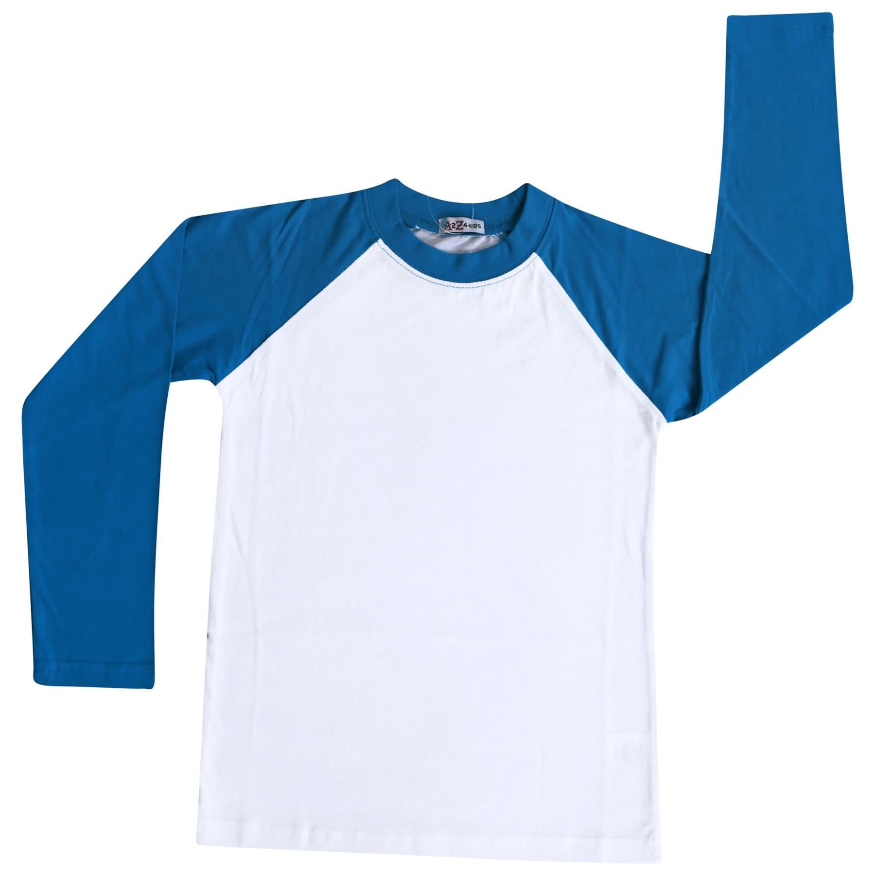 Kids Boys Girls T Shirts Plain Baseball Long Raglan Sleeves Sports Tees 2-13 Yrs