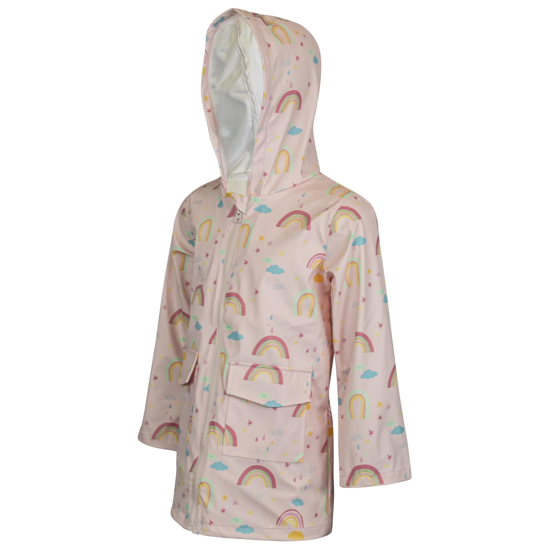 Kids Girls Rainbow Raincoat Wind Resistant Lightweight Hooded Waterproof Jackets