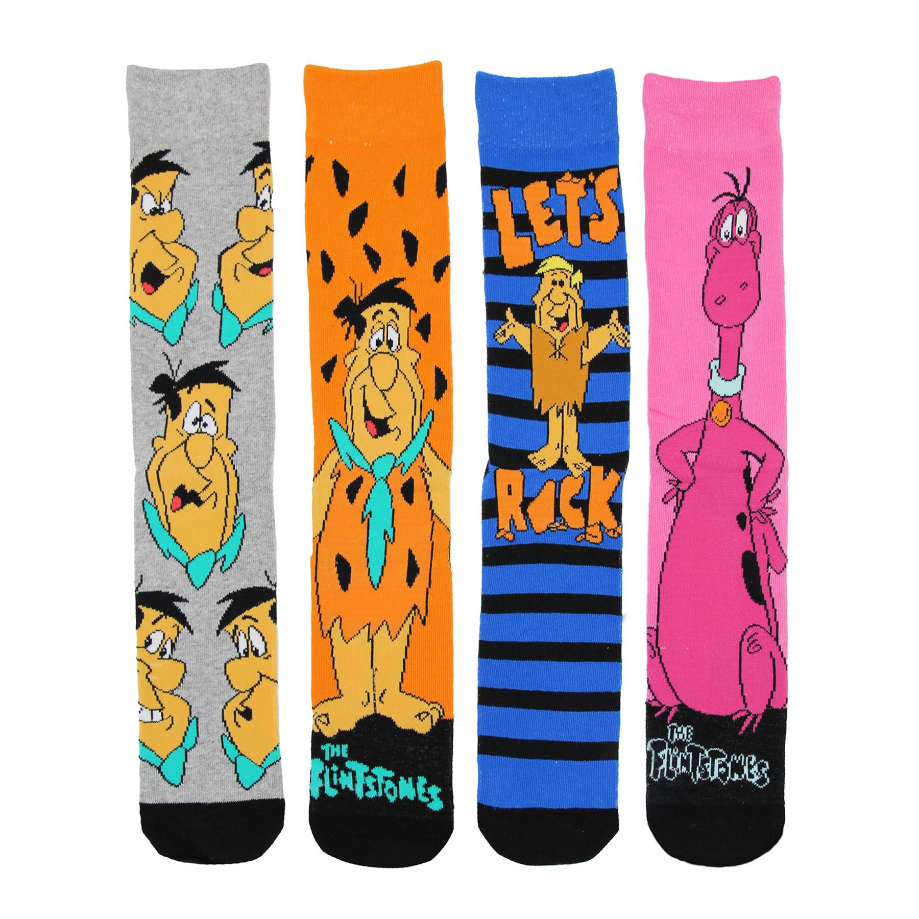 Mens Socks 4 Pack Flintstones Ankle Socks Officially Licensed Soft Footwear Sock