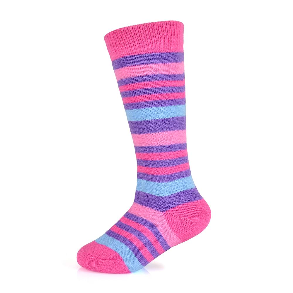 Kids Girls Colourful Striped Long Knitted Welly Wellington Socks Age 3-14 Years